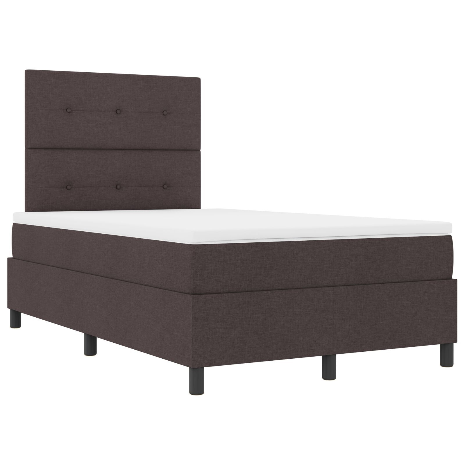 vidaXL Pat cu arcuri cu saltea Maro închis 120 x 200 cm țesătură vidaXL Pat cu arcuri cu saltea Maro închis 120 x 200 cm țesătură