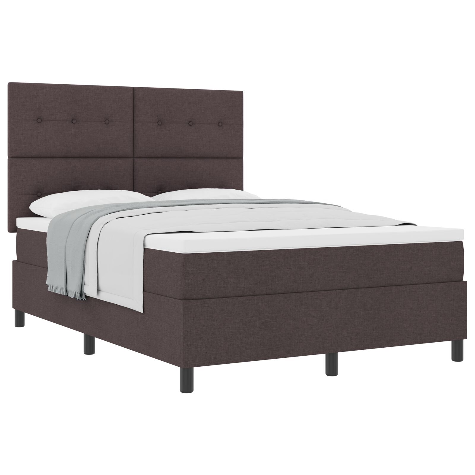 vidaXL Somieră cu saltea maro închis 140x190 cm din material
