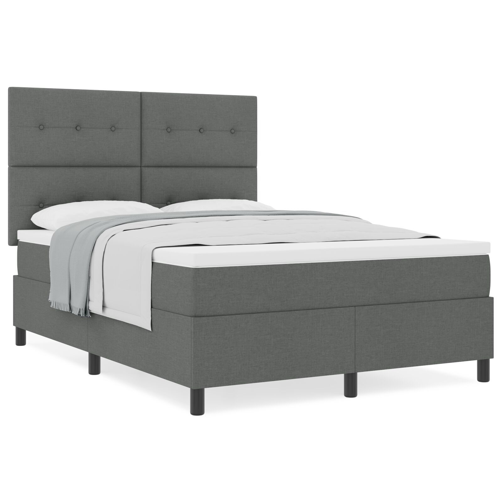 vidaXL Pat cu arcuri cu saltea Gri închis 160 x 200 cm țesătură vidaXL Pat cu arcuri cu saltea Gri închis 160 x 200 cm țesătură