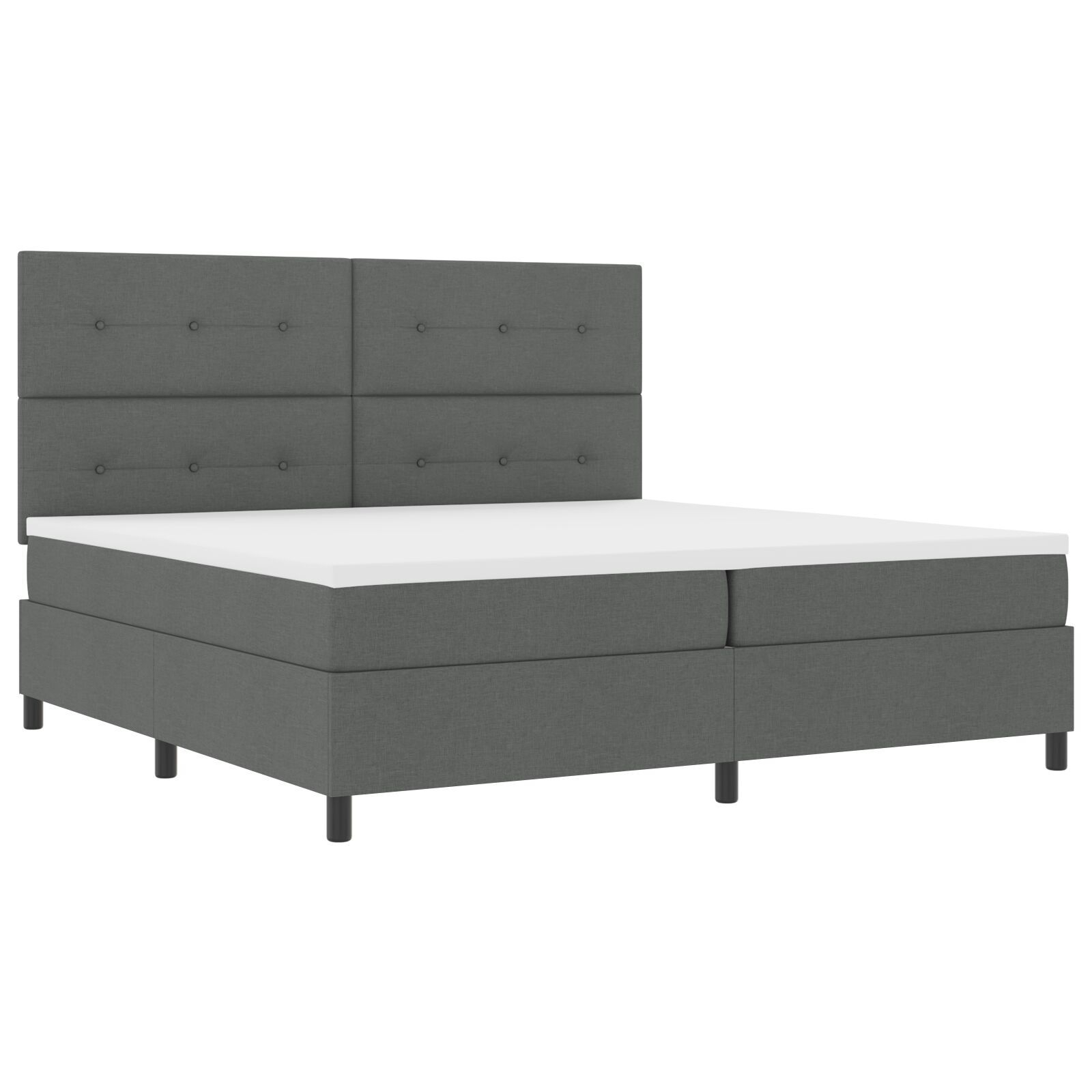 vidaXL Pat cu arcuri cu saltea Gri închis 200 x 200 cm țesătură vidaXL Pat cu arcuri cu saltea Gri închis 200 x 200 cm țesătură