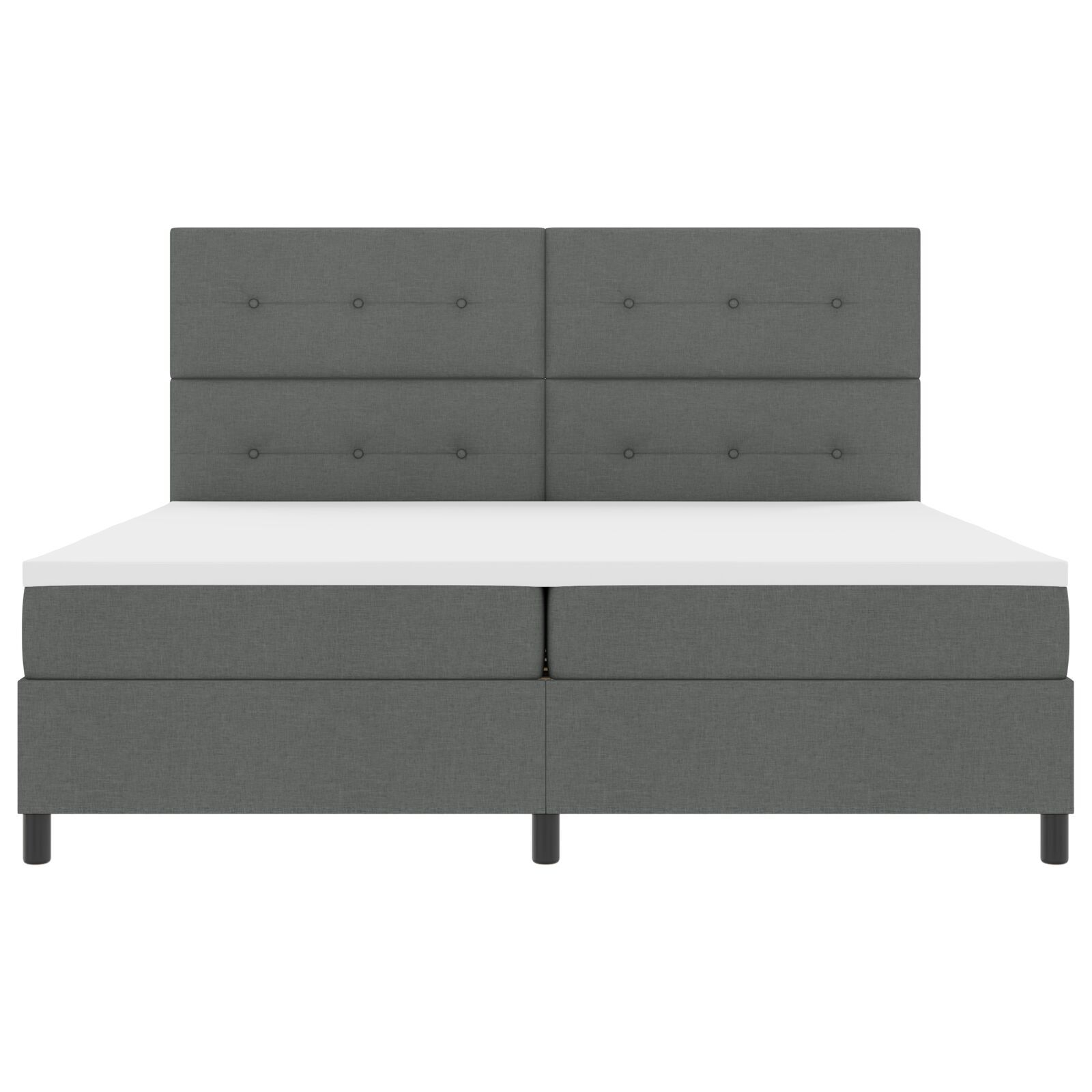 vidaXL Pat cu arcuri cu saltea Gri închis 200 x 200 cm țesătură vidaXL Pat cu arcuri cu saltea Gri închis 200 x 200 cm țesătură
