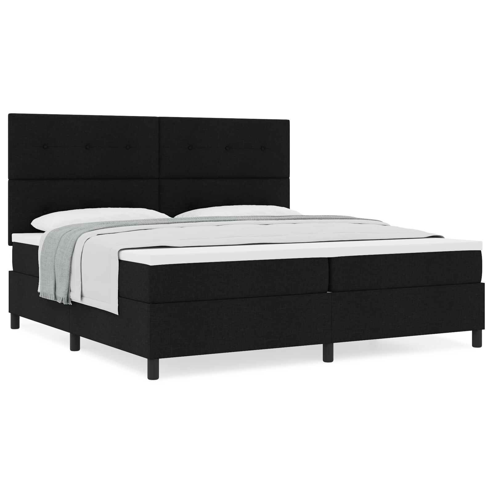 vidaXL Pat cu arcuri cu saltea Negru 200 x 200 cm țesătură vidaXL Pat cu arcuri cu saltea Negru 200 x 200 cm țesătură