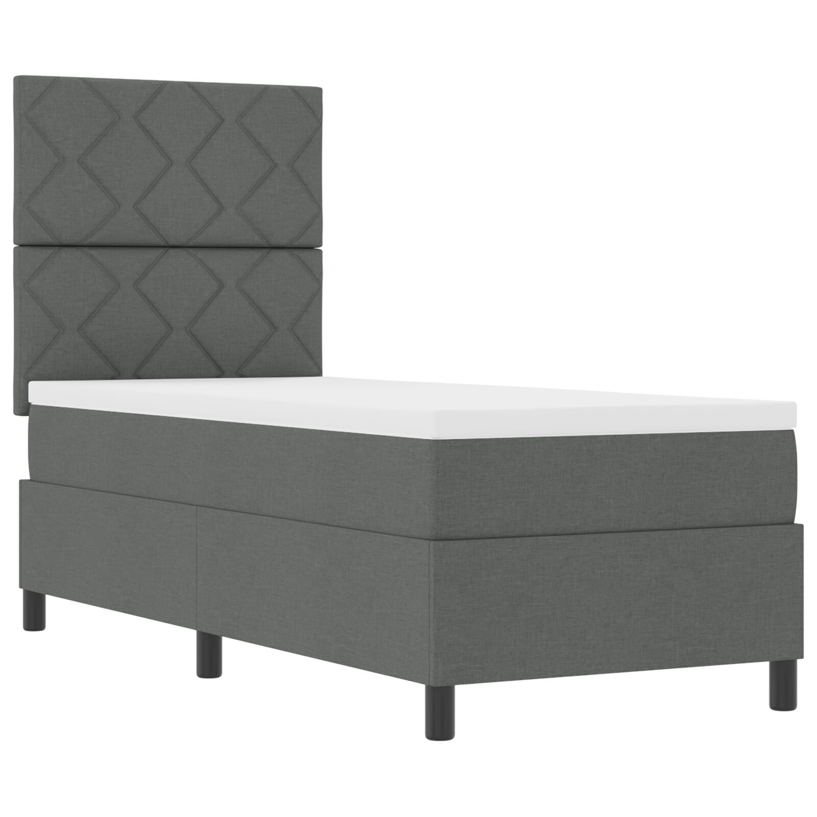 vidaXL Pat cu arcuri cu saltea Gri închis 80 x 200 cm țesătură vidaXL Pat cu arcuri cu saltea Gri închis 80 x 200 cm țesătură