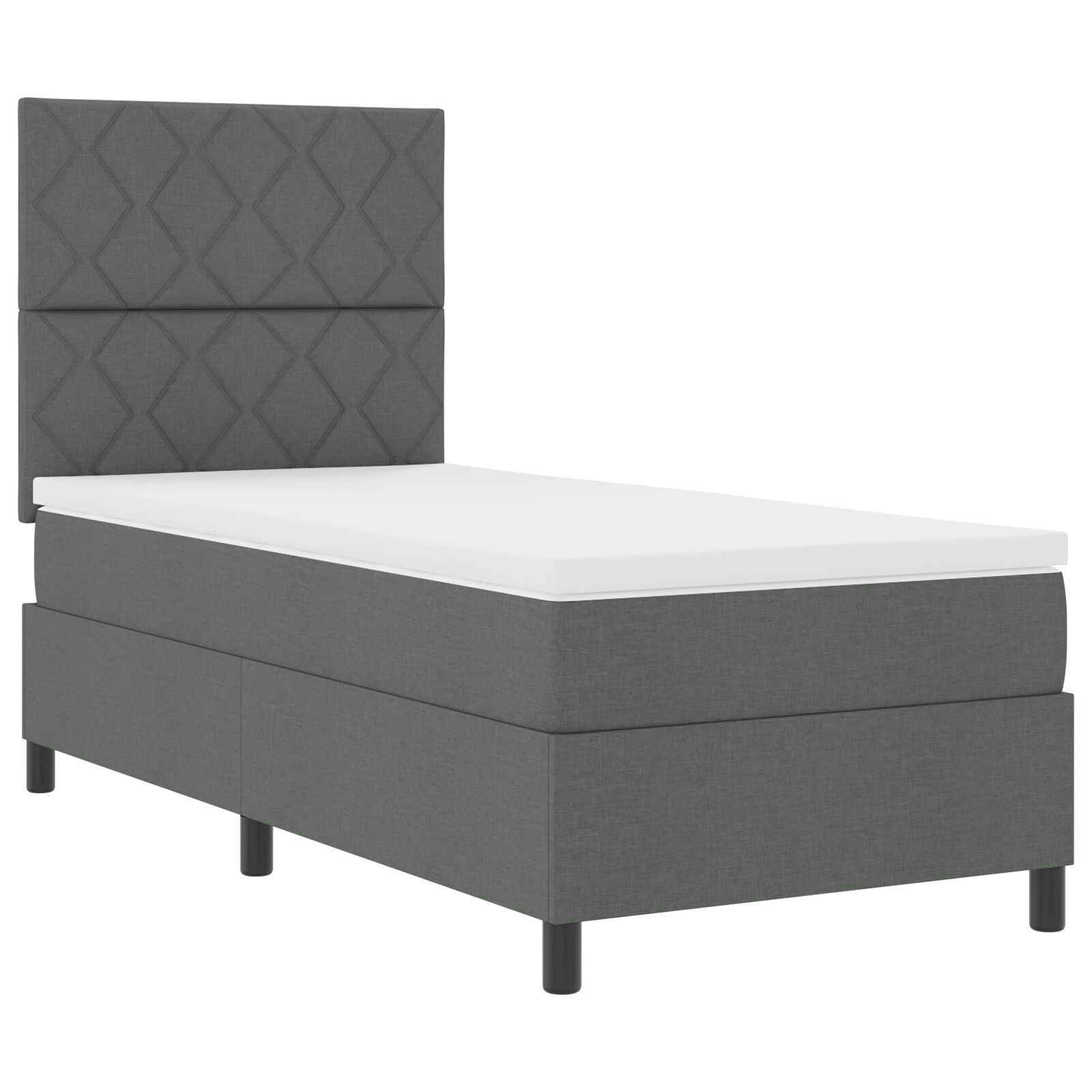 vidaXL Pat cu arcuri cu saltea Gri închis 90 x 200 cm țesătură vidaXL Pat cu arcuri cu saltea Gri închis 90 x 200 cm țesătură