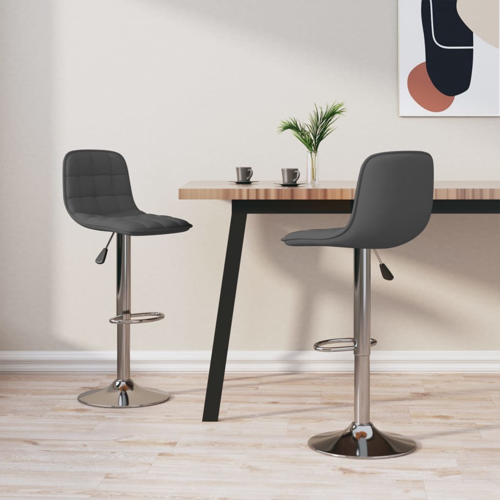 vidaXL Scaune de bar, 2 buc., gri închis, material textil