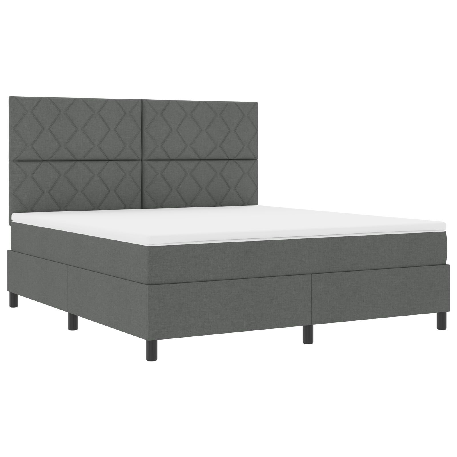vidaXL Pat cu arcuri cu saltea Gri închis 180 x 200 cm țesătură vidaXL Pat cu arcuri cu saltea Gri închis 180 x 200 cm țesătură