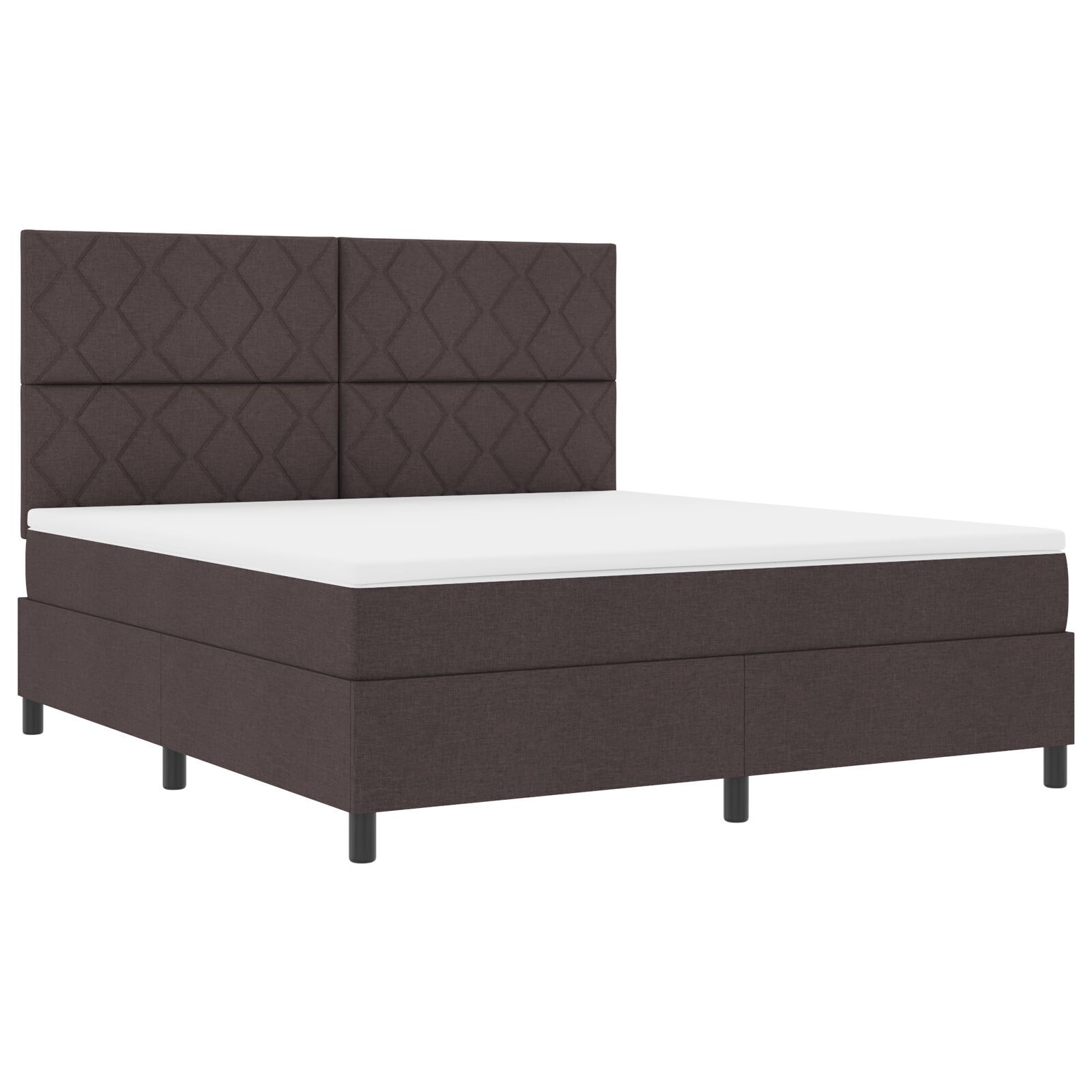 vidaXL Pat cu arcuri cu saltea Maro închis 180 x 200 cm țesătură vidaXL Pat cu arcuri cu saltea Maro închis 180 x 200 cm țesătură