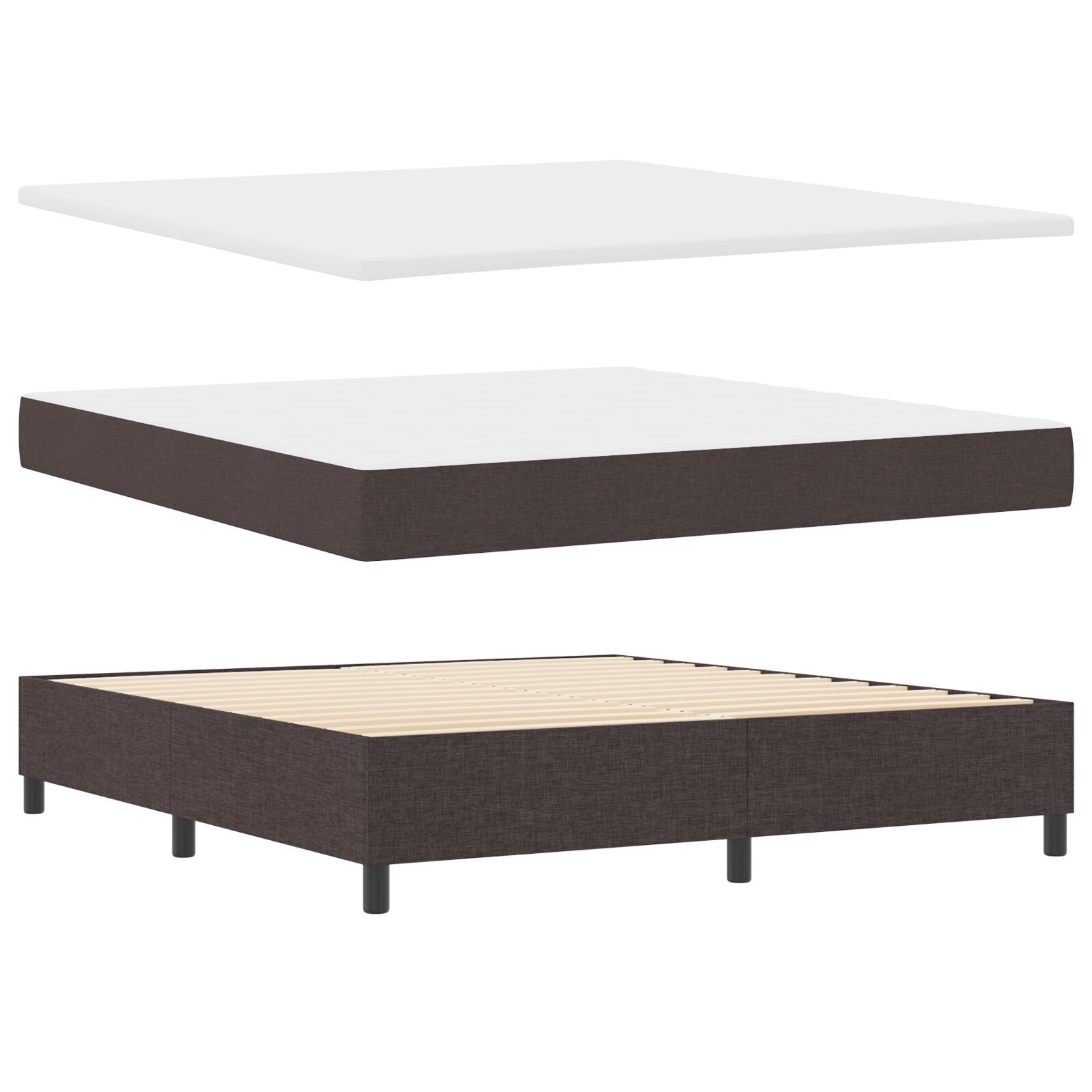 vidaXL Pat cu arcuri cu saltea Maro închis 180 x 200 cm țesătură vidaXL Pat cu arcuri cu saltea Maro închis 180 x 200 cm țesătură