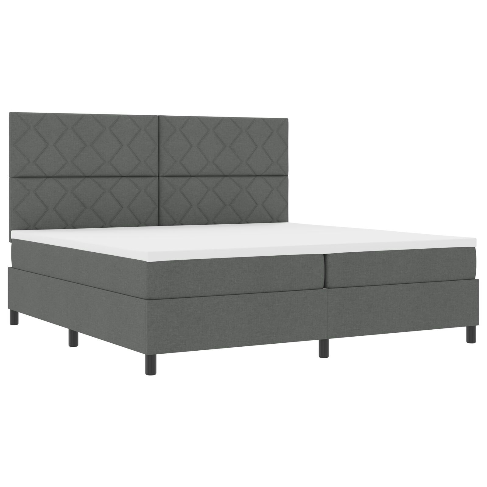 vidaXL Pat cu arcuri cu saltea Gri închis 200 x 200 cm țesătură vidaXL Pat cu arcuri cu saltea Gri închis 200 x 200 cm țesătură