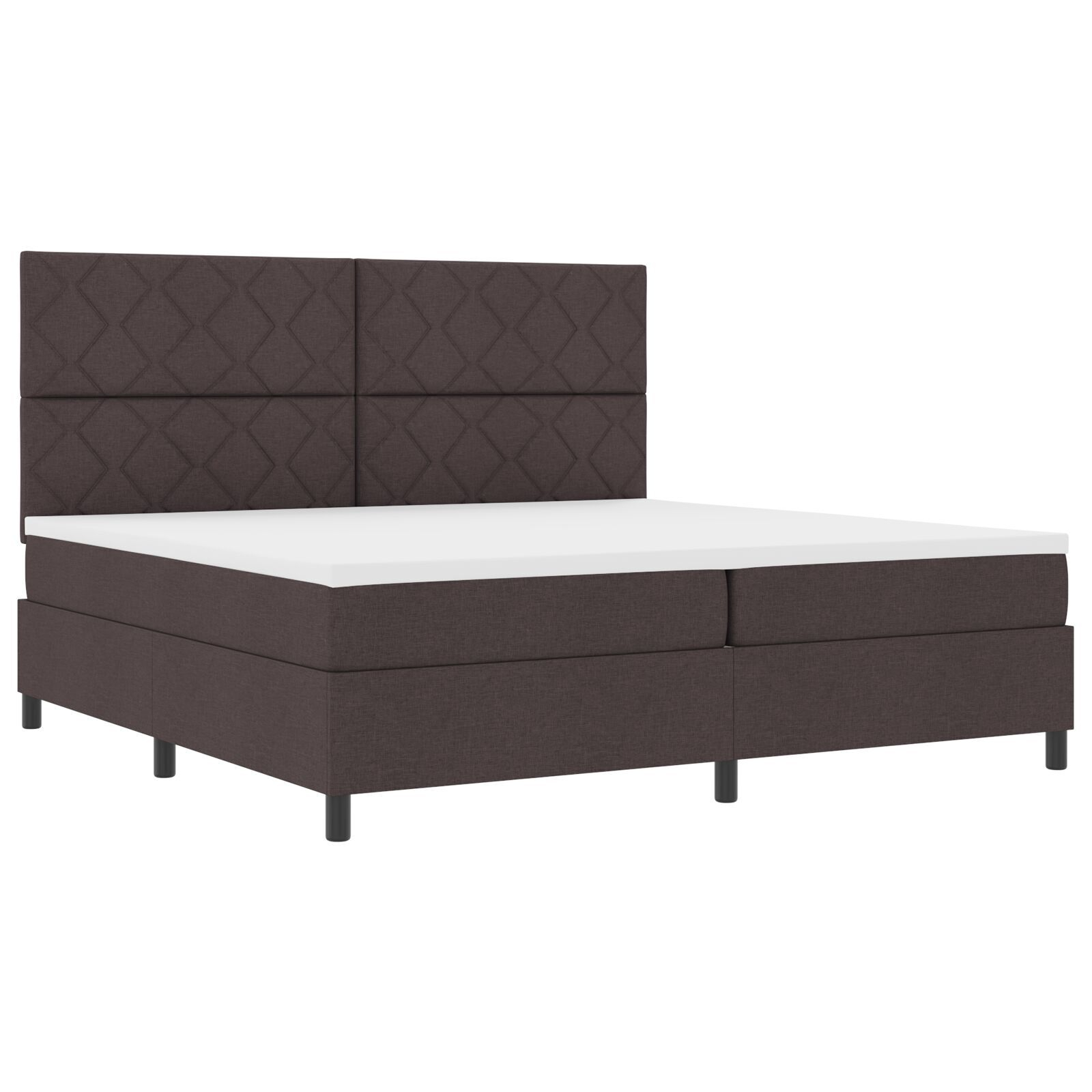 vidaXL Pat cu arcuri cu saltea Maro închis 200 x 200 cm țesătură vidaXL Pat cu arcuri cu saltea Maro închis 200 x 200 cm țesătură