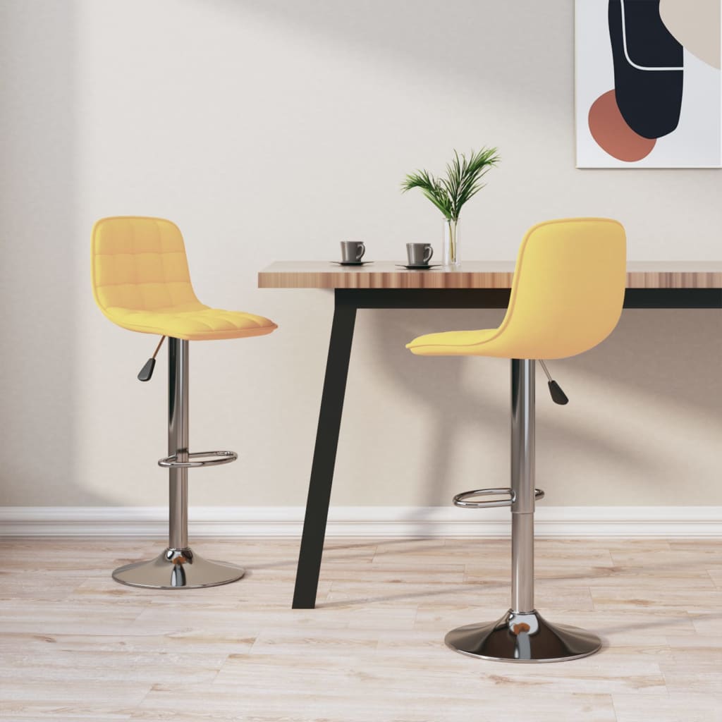 vidaXL Scaune de bar, 2 buc., galben, material textil vidaXL Scaune de bar, 2 buc., galben, material textil