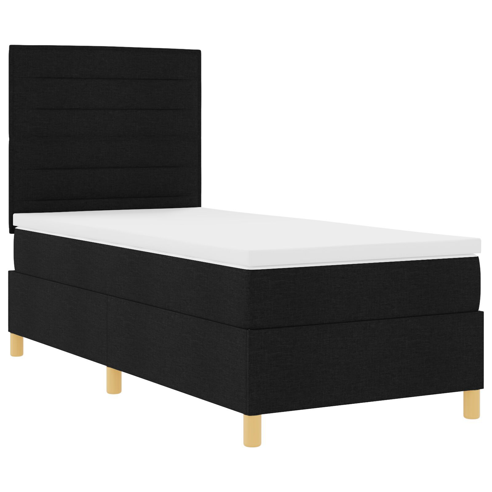 vidaXL Pat cu arcuri cu saltea Negru 100 x 200 cm țesătură vidaXL Pat cu arcuri cu saltea Negru 100 x 200 cm țesătură