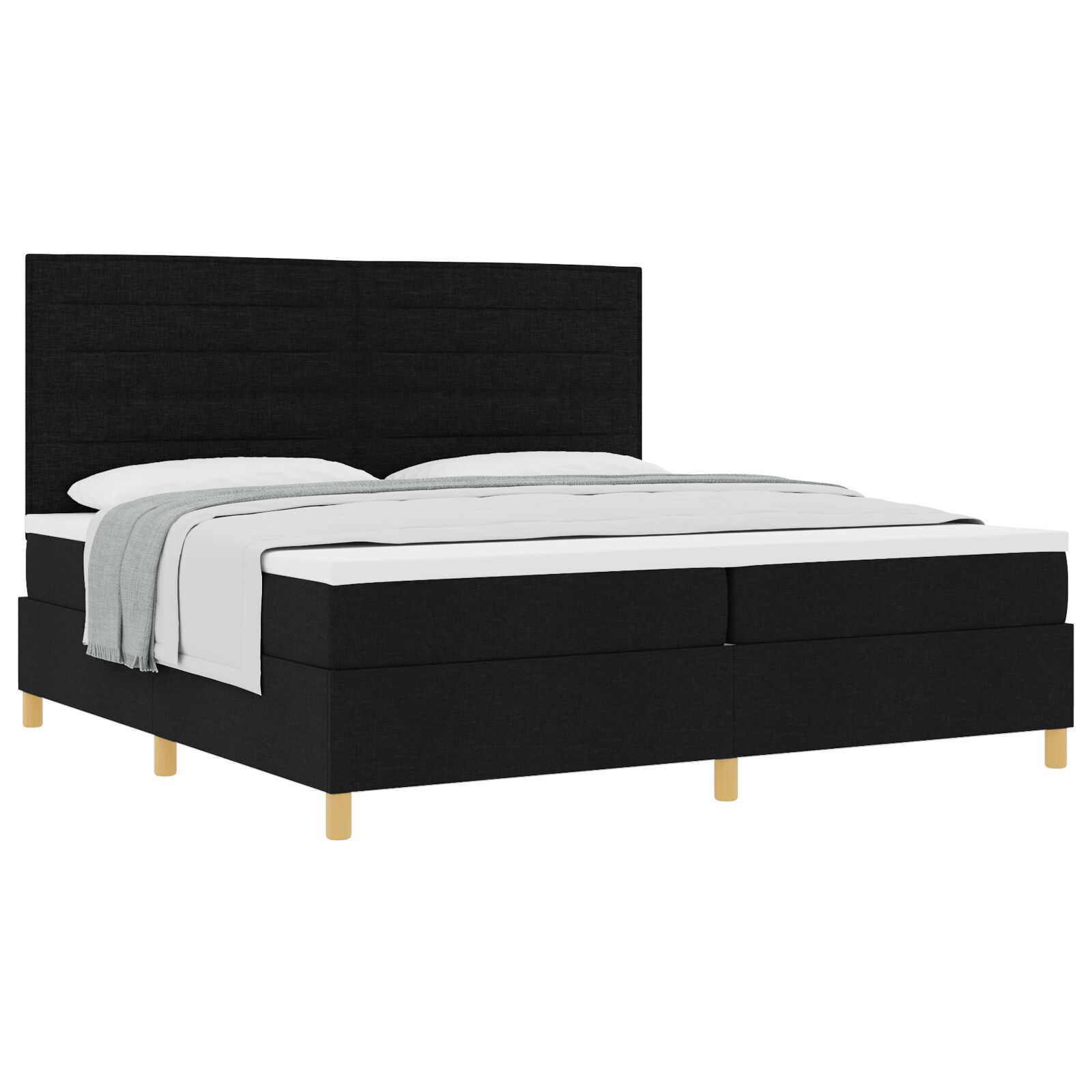 vidaXL Pat cu arcuri cu saltea Negru 200 x 200 cm țesătură vidaXL Pat cu arcuri cu saltea Negru 200 x 200 cm țesătură
