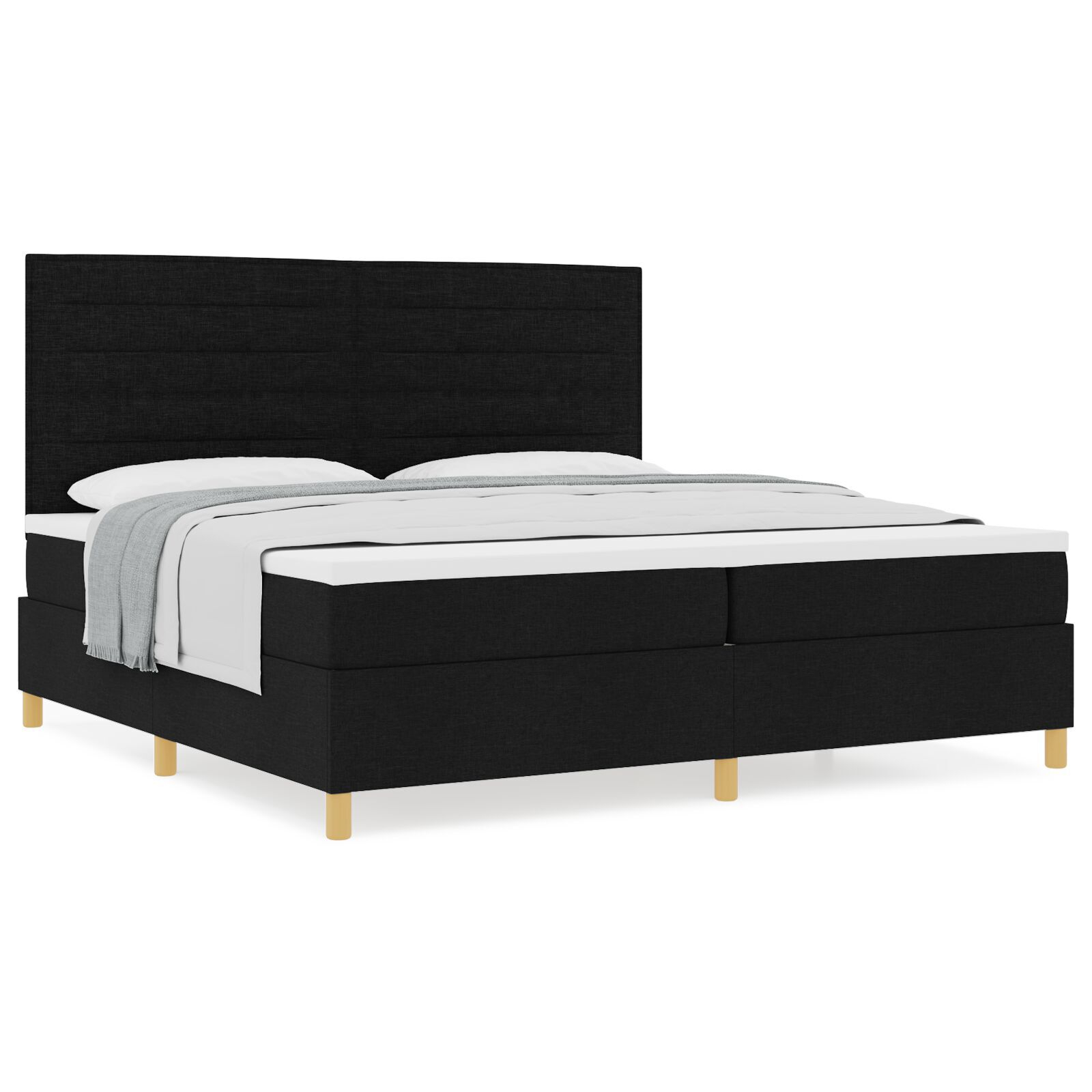 vidaXL Pat cu arcuri cu saltea Negru 200 x 200 cm țesătură vidaXL Pat cu arcuri cu saltea Negru 200 x 200 cm țesătură