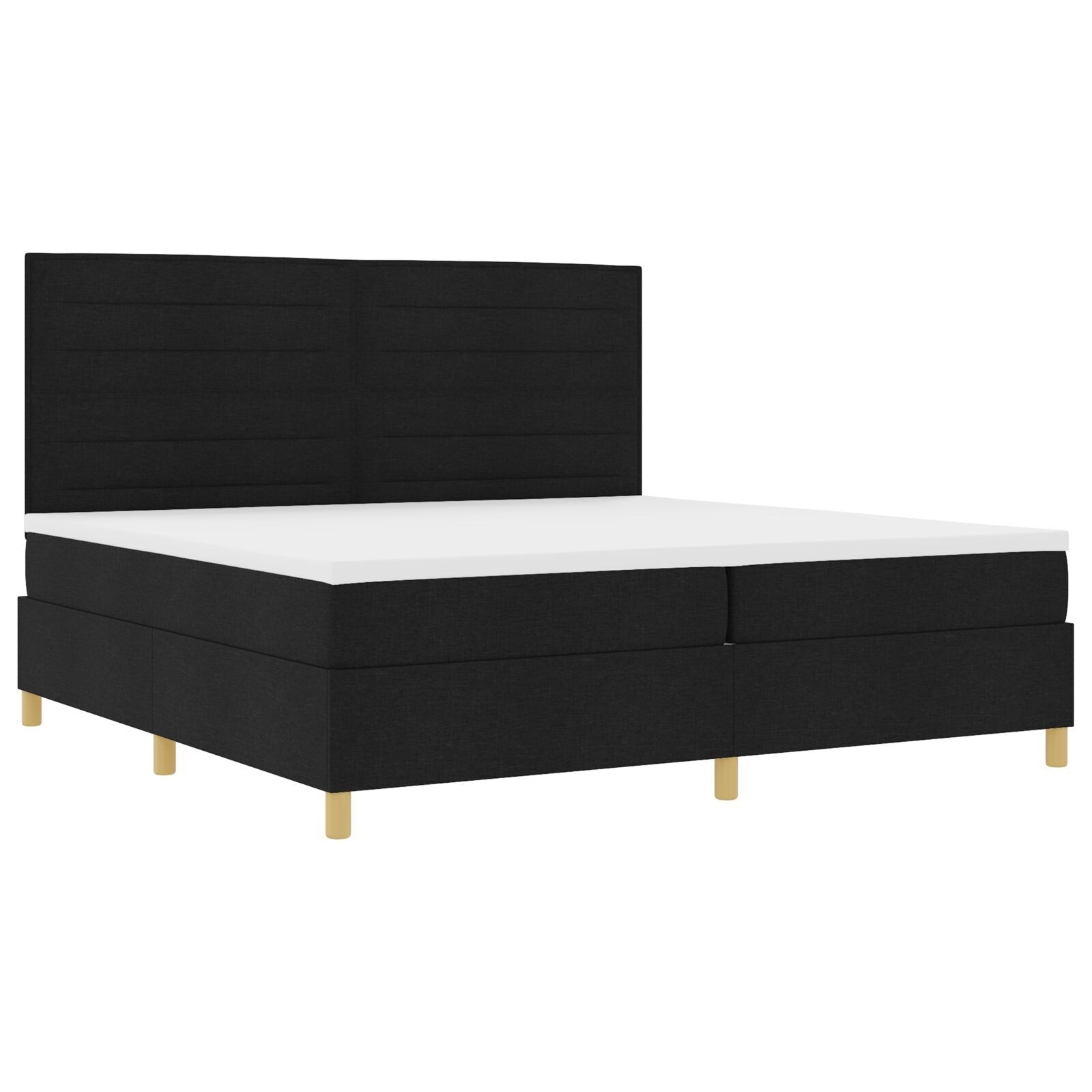vidaXL Pat cu arcuri cu saltea Negru 200 x 200 cm țesătură vidaXL Pat cu arcuri cu saltea Negru 200 x 200 cm țesătură