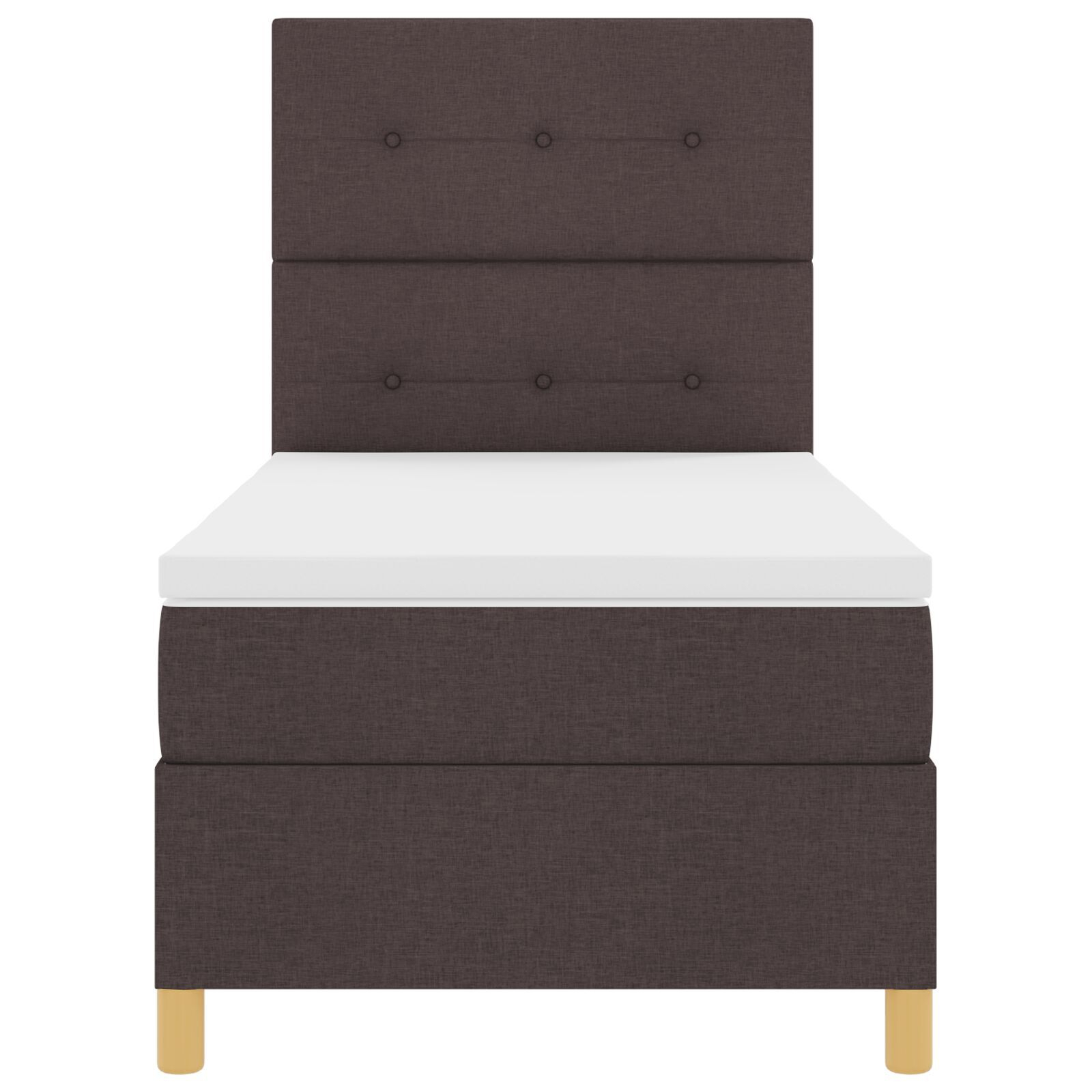 vidaXL Pat cu arcuri cu saltea Maro închis 90 x 200 cm țesătură vidaXL Pat cu arcuri cu saltea Maro închis 90 x 200 cm țesătură