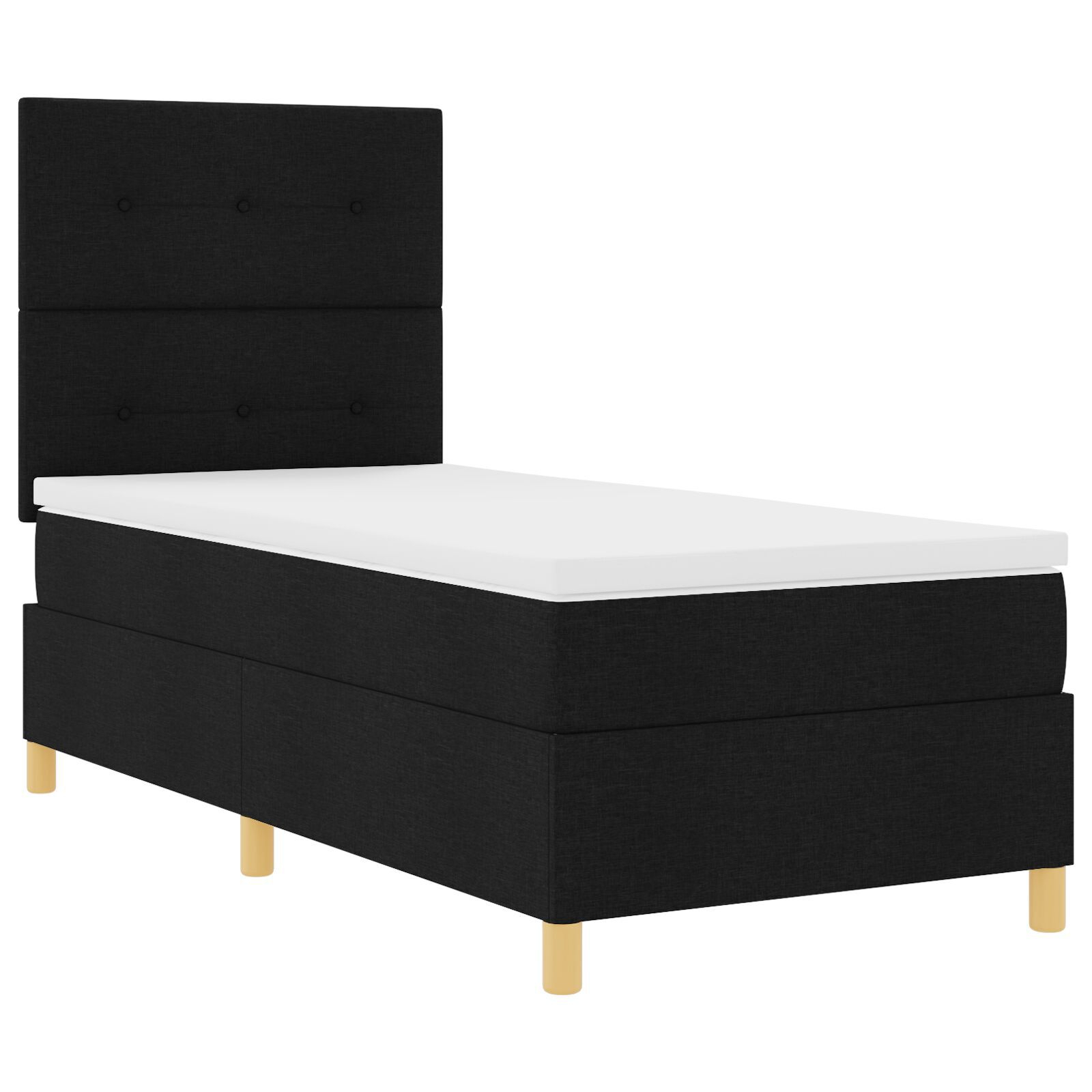 vidaXL Pat cu arcuri cu saltea Negru 100 x 200 cm țesătură vidaXL Pat cu arcuri cu saltea Negru 100 x 200 cm țesătură