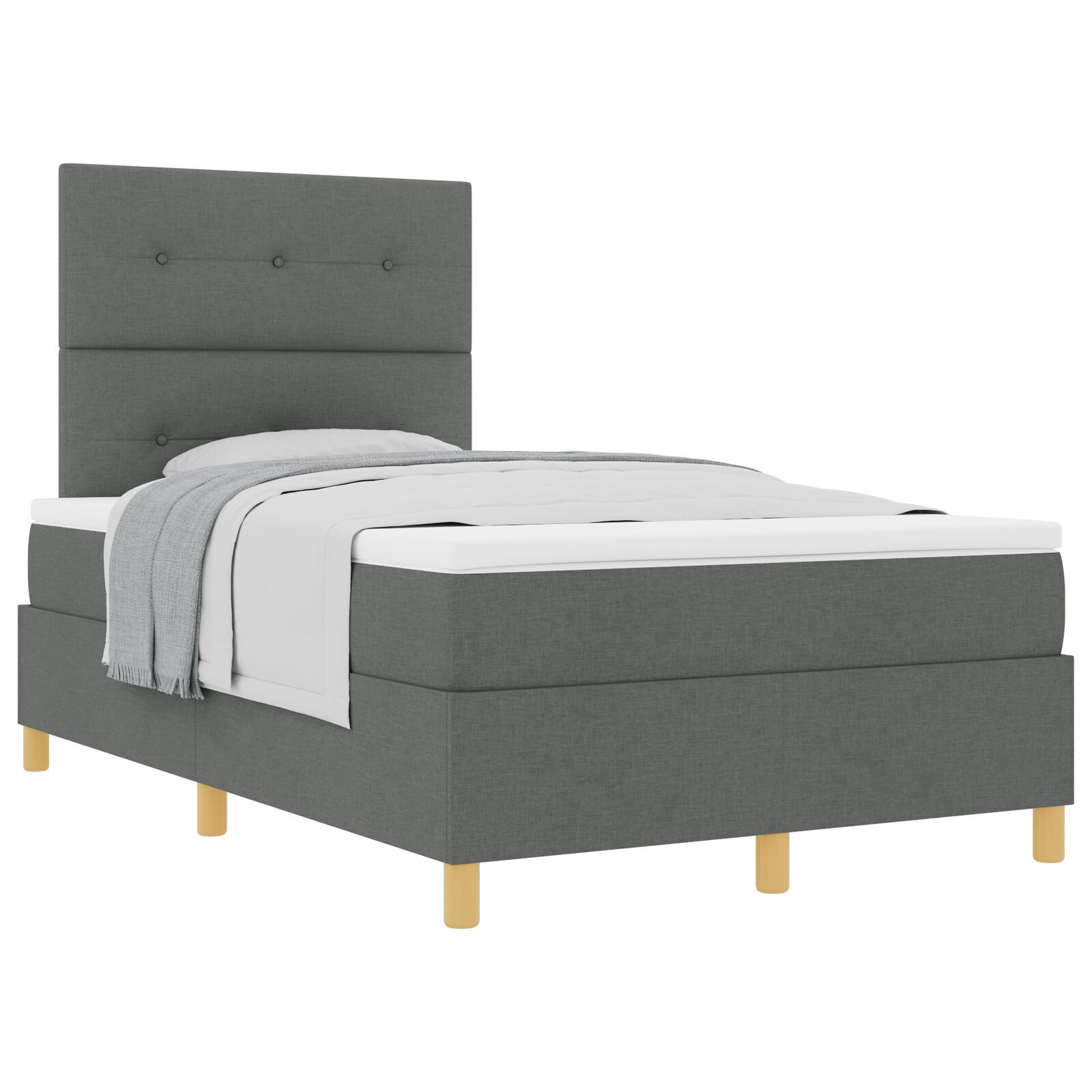 vidaXL Pat cu arcuri cu saltea Gri închis 120 x 190 cm țesătură vidaXL Pat cu arcuri cu saltea Gri închis 120 x 190 cm țesătură