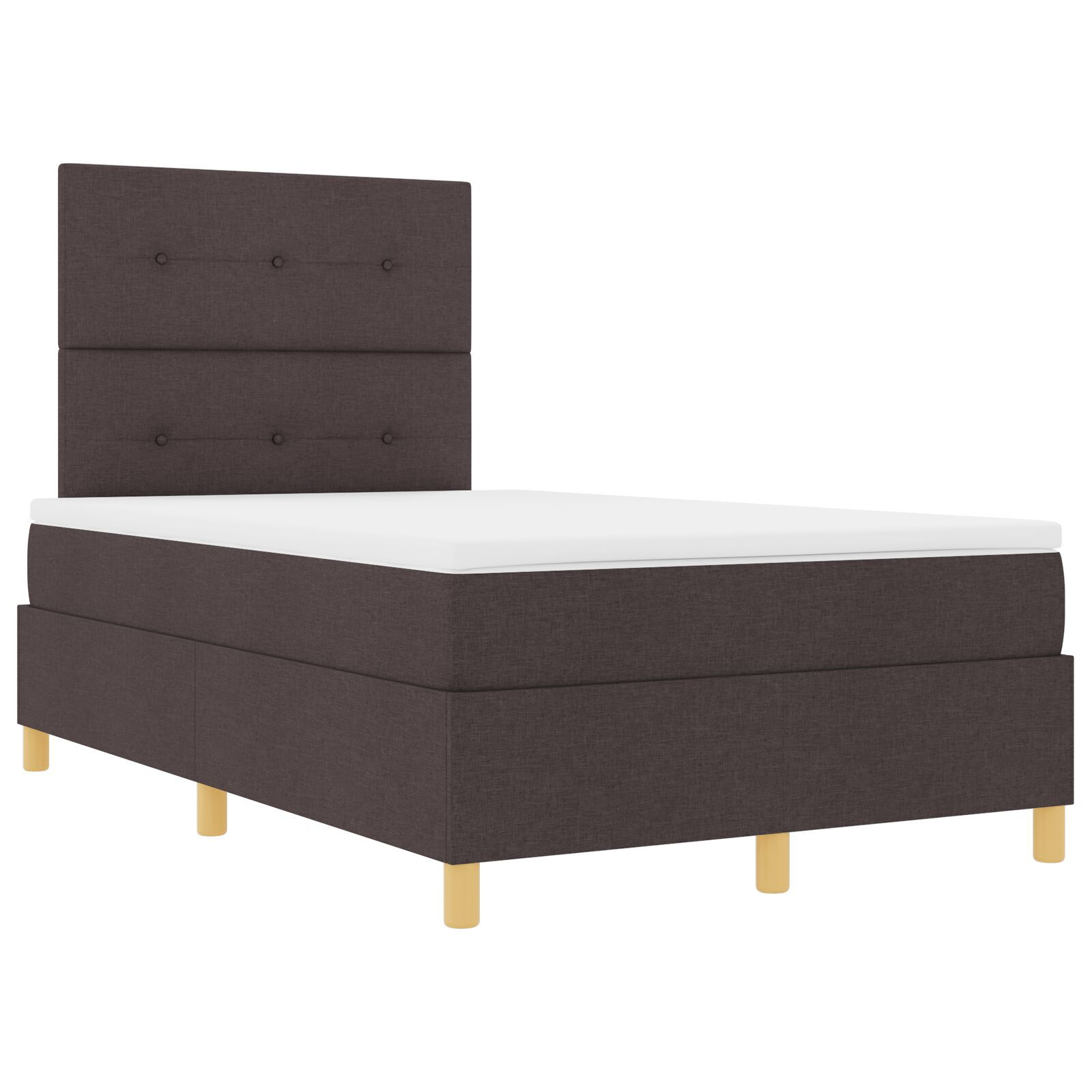 vidaXL Pat cu arcuri cu saltea Maro închis 120 x 200 cm țesătură vidaXL Pat cu arcuri cu saltea Maro închis 120 x 200 cm țesătură
