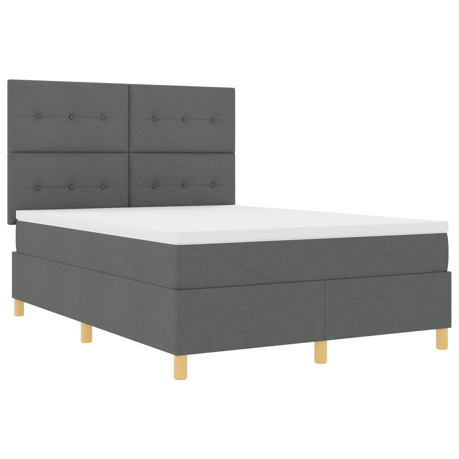 vidaXL Pat cu arcuri cu saltea Gri închis 160 x 200 cm țesătură vidaXL Pat cu arcuri cu saltea Gri închis 160 x 200 cm țesătură