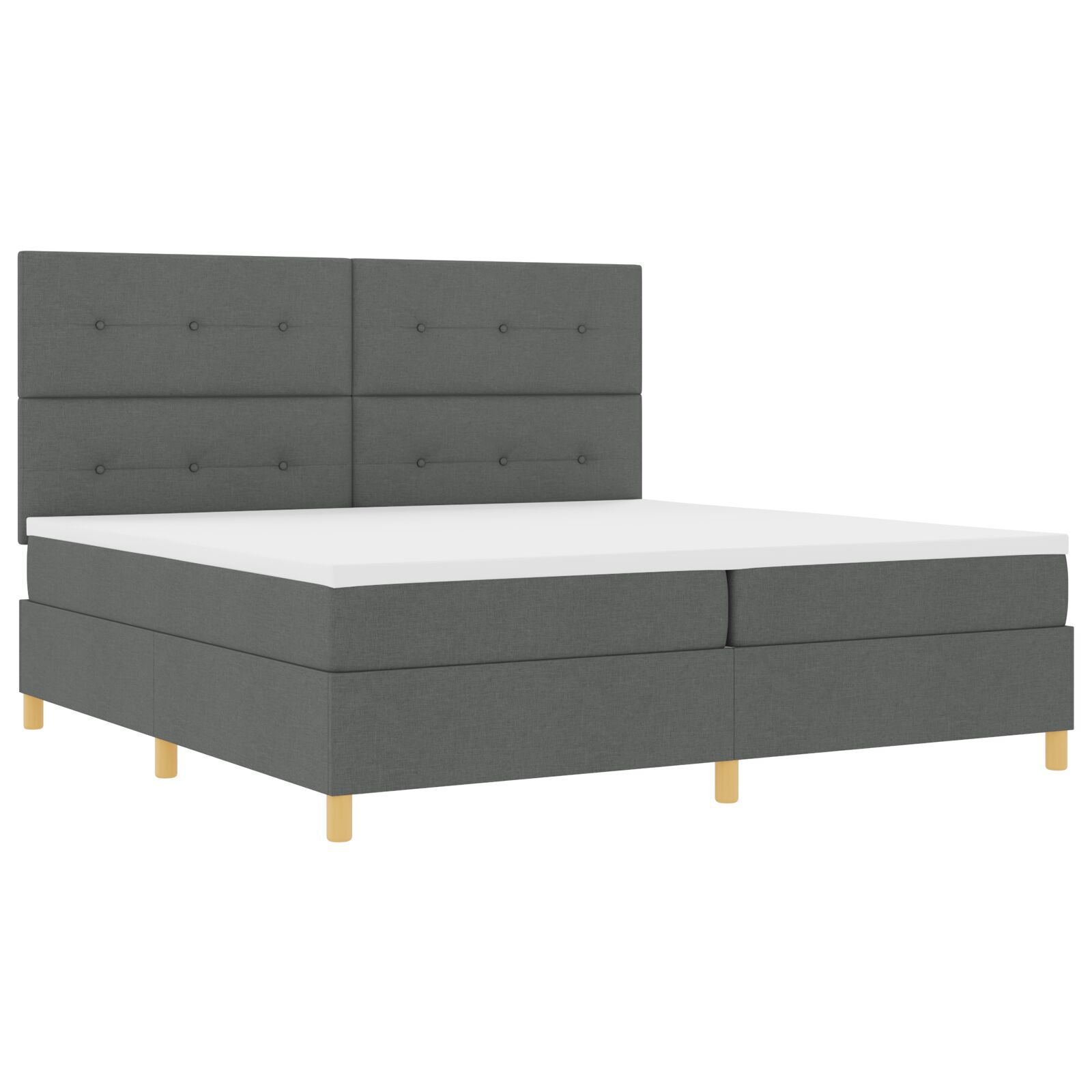 vidaXL Pat cu arcuri cu saltea Gri închis 200 x 200 cm țesătură vidaXL Pat cu arcuri cu saltea Gri închis 200 x 200 cm țesătură