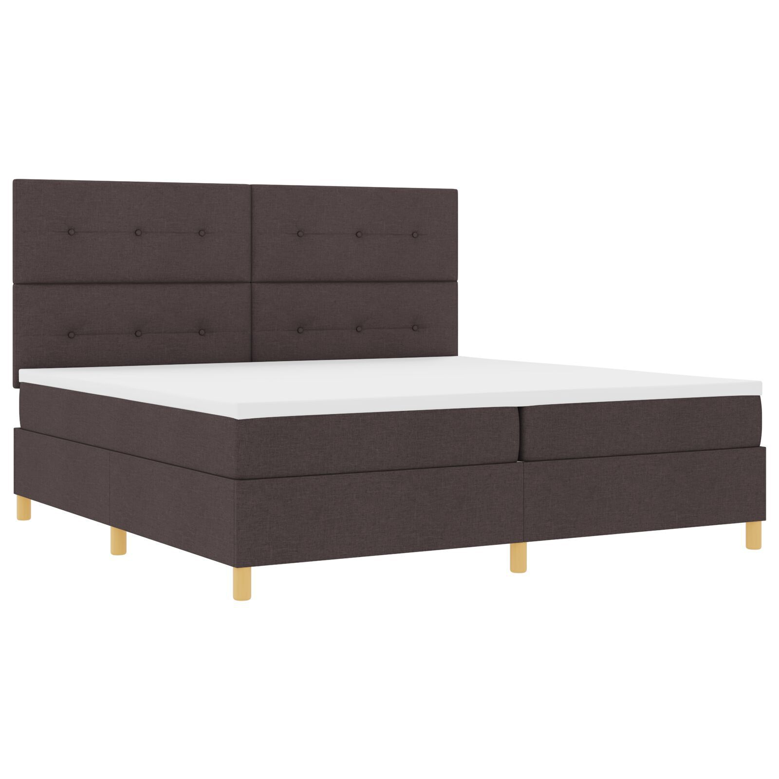 vidaXL Pat cu arcuri cu saltea Maro închis 200 x 200 cm țesătură vidaXL Pat cu arcuri cu saltea Maro închis 200 x 200 cm țesătură