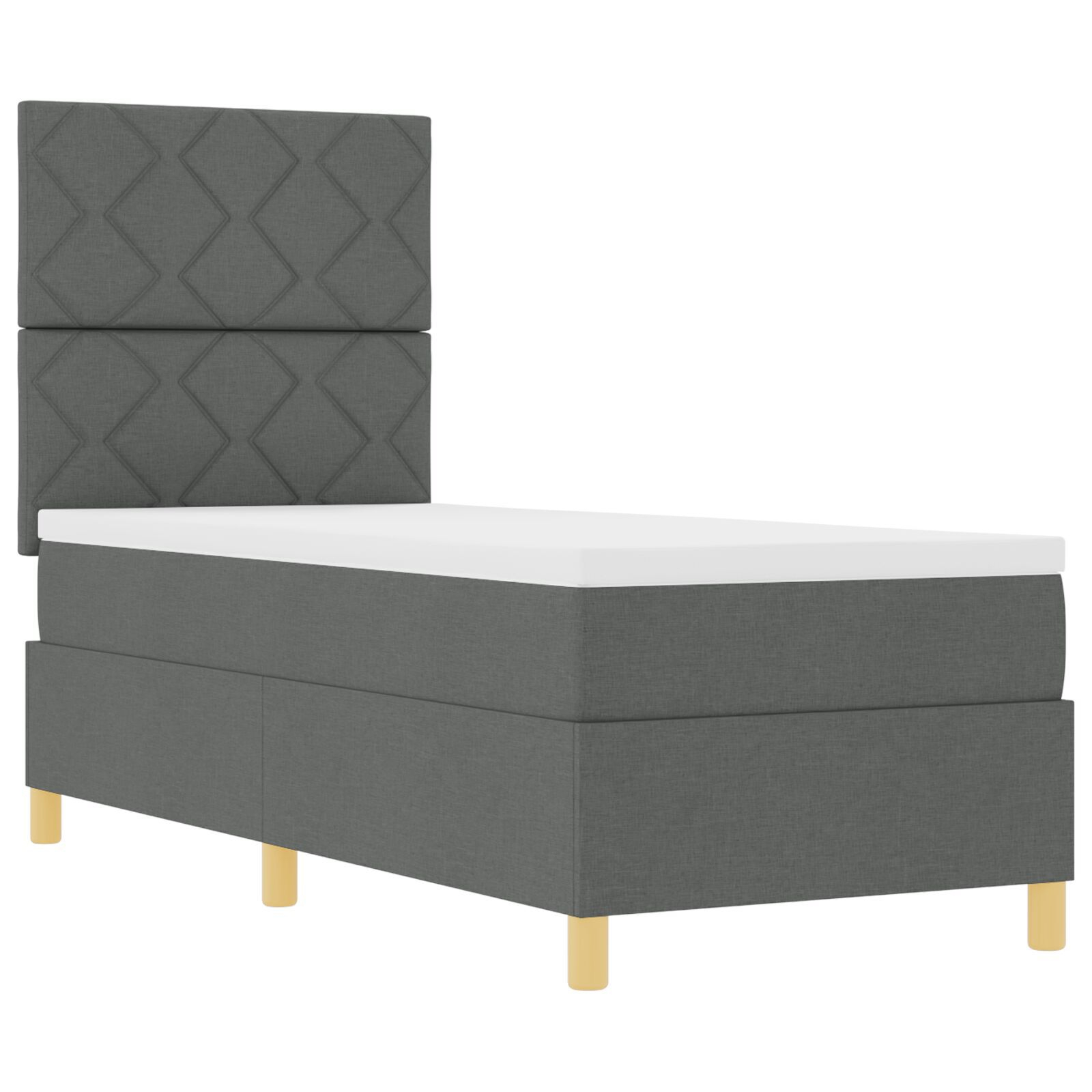 vidaXL Pat cu arcuri cu saltea Gri închis 80 x 200 cm țesătură vidaXL Pat cu arcuri cu saltea Gri închis 80 x 200 cm țesătură