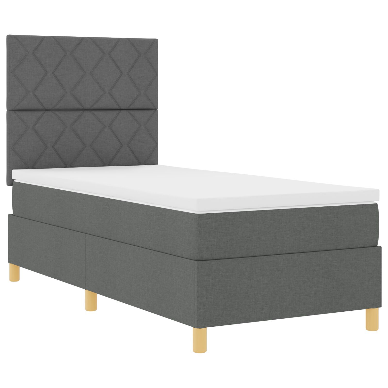 vidaXL Pat cu arcuri cu saltea Gri închis 90 x 200 cm țesătură vidaXL Pat cu arcuri cu saltea Gri închis 90 x 200 cm țesătură