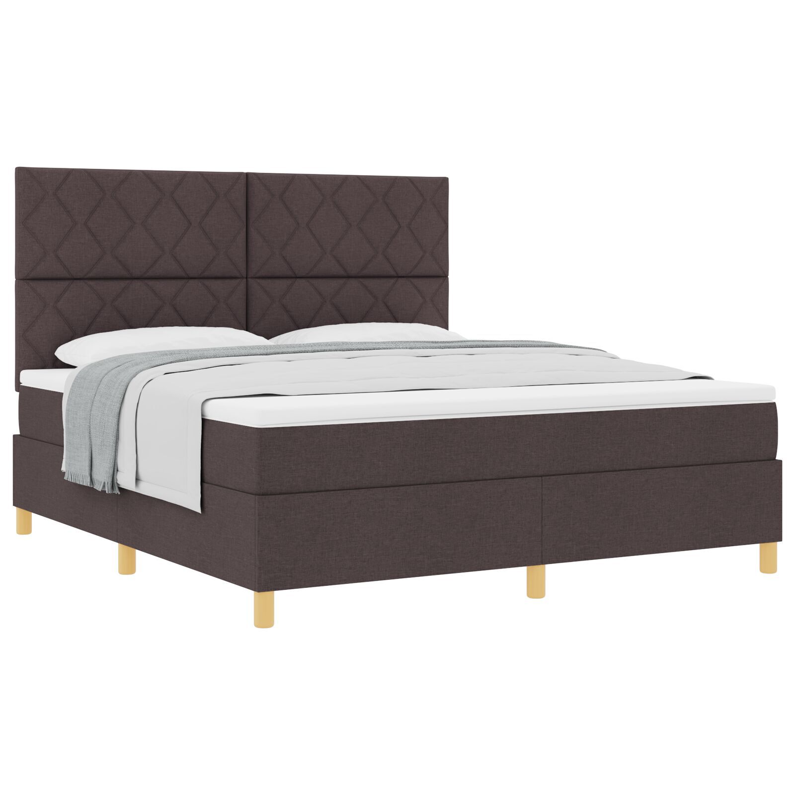 vidaXL Pat cu arcuri cu saltea Maro închis 180 x 200 cm țesătură vidaXL Pat cu arcuri cu saltea Maro închis 180 x 200 cm țesătură