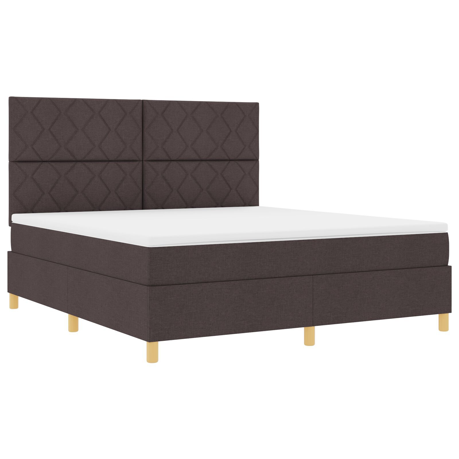 vidaXL Pat cu arcuri cu saltea Maro închis 180 x 200 cm țesătură vidaXL Pat cu arcuri cu saltea Maro închis 180 x 200 cm țesătură
