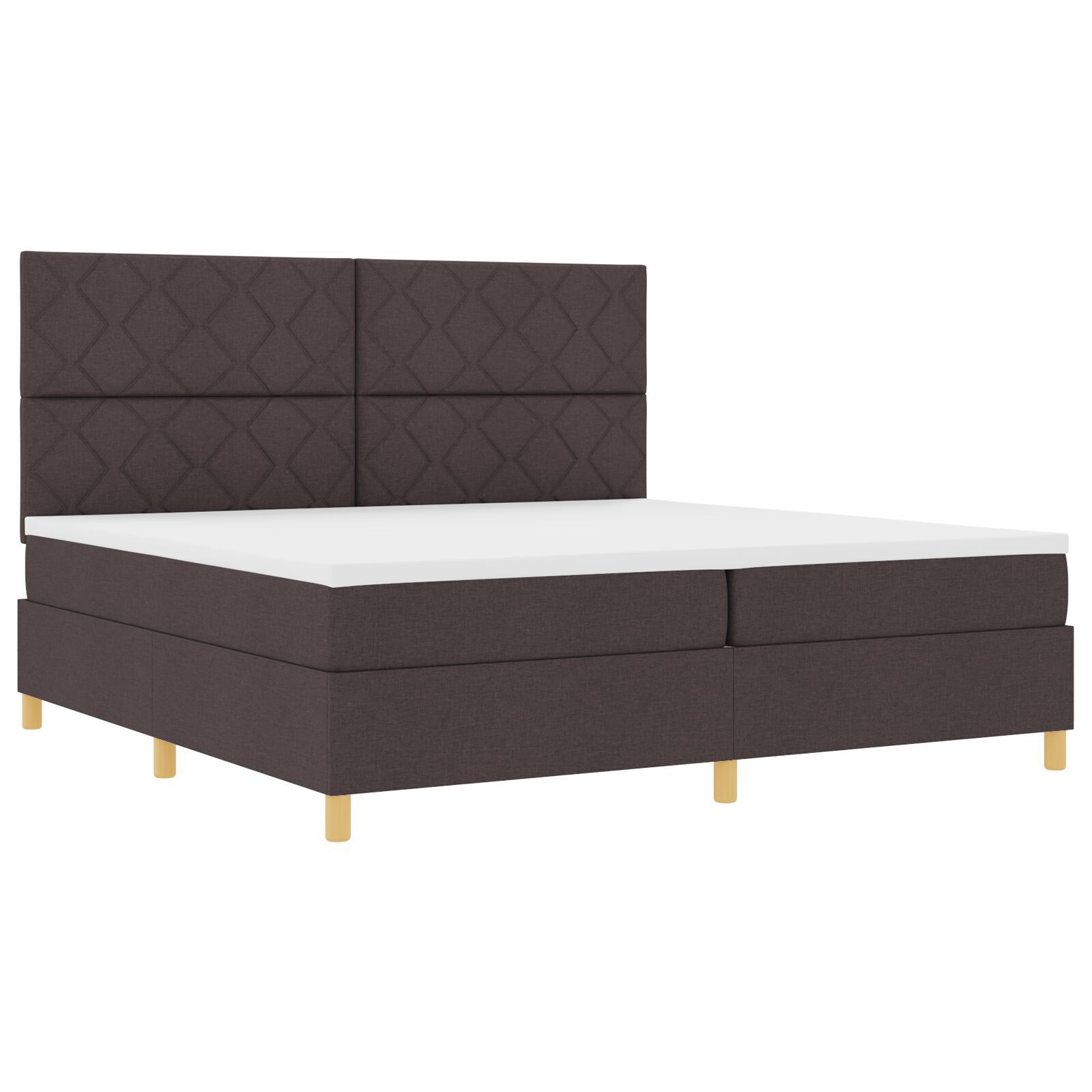 vidaXL Pat cu arcuri cu saltea Maro închis 200 x 200 cm țesătură vidaXL Pat cu arcuri cu saltea Maro închis 200 x 200 cm țesătură