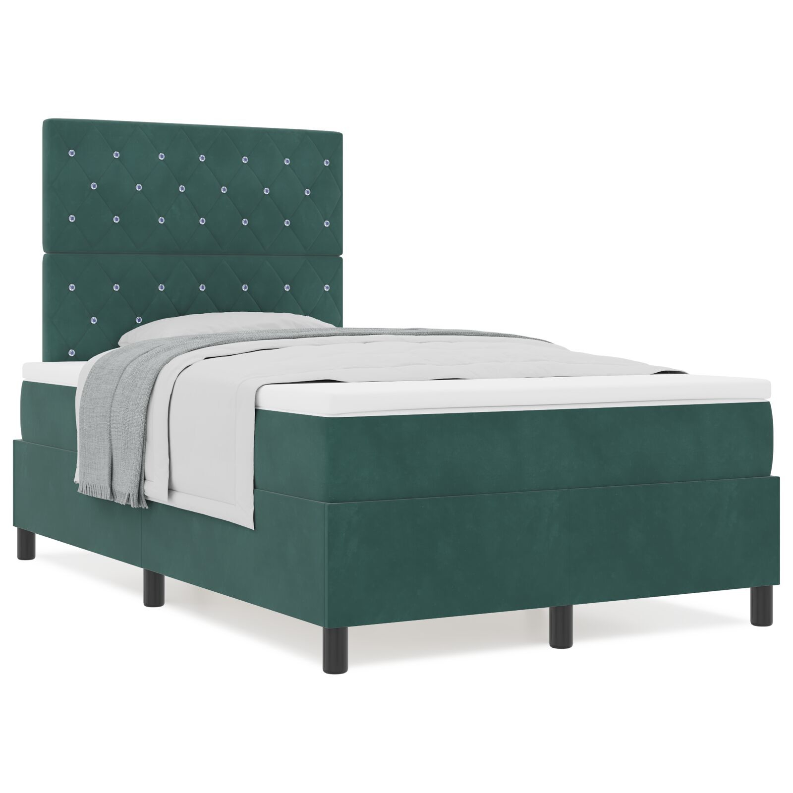 vidaXL Pat cu arcuri cu saltea Verde închis 120 x 190 cm Catifea vidaXL Pat cu arcuri cu saltea Verde închis 120 x 190 cm Catifea
