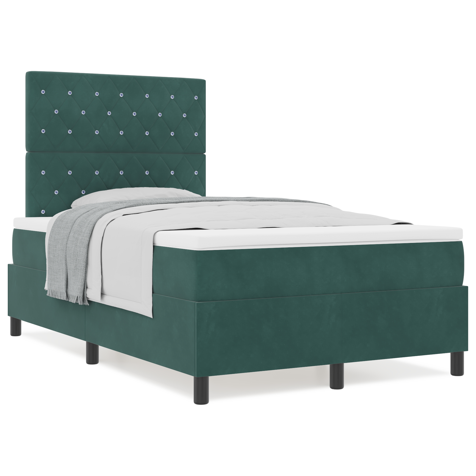 vidaXL Pat cu arcuri cu saltea Verde închis 120 x 200 cm Catifea vidaXL Pat cu arcuri cu saltea Verde închis 120 x 200 cm Catifea