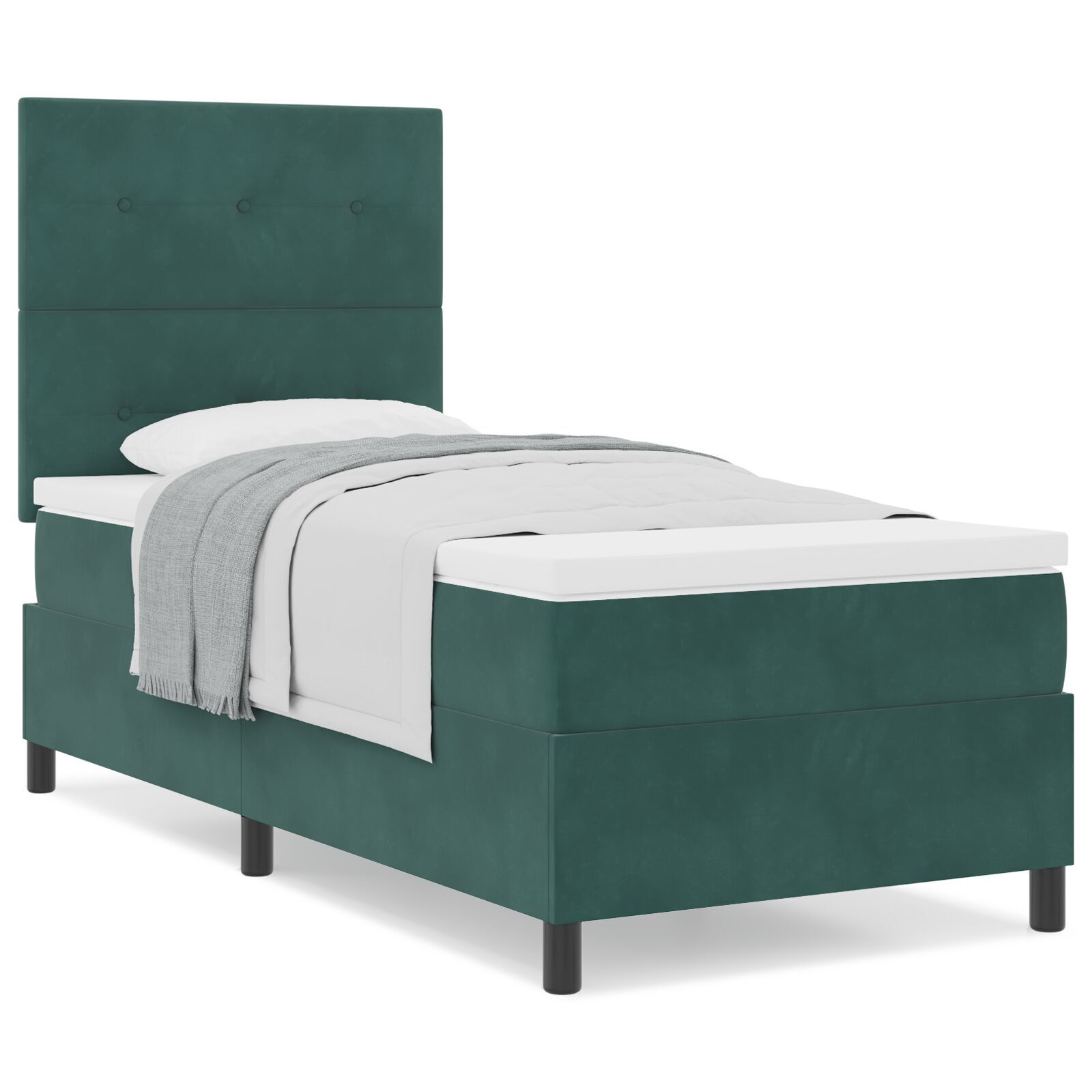 vidaXL Pat cu arcuri cu saltea Verde închis 90 x 190 cm Catifea vidaXL Pat cu arcuri cu saltea Verde închis 90 x 190 cm Catifea