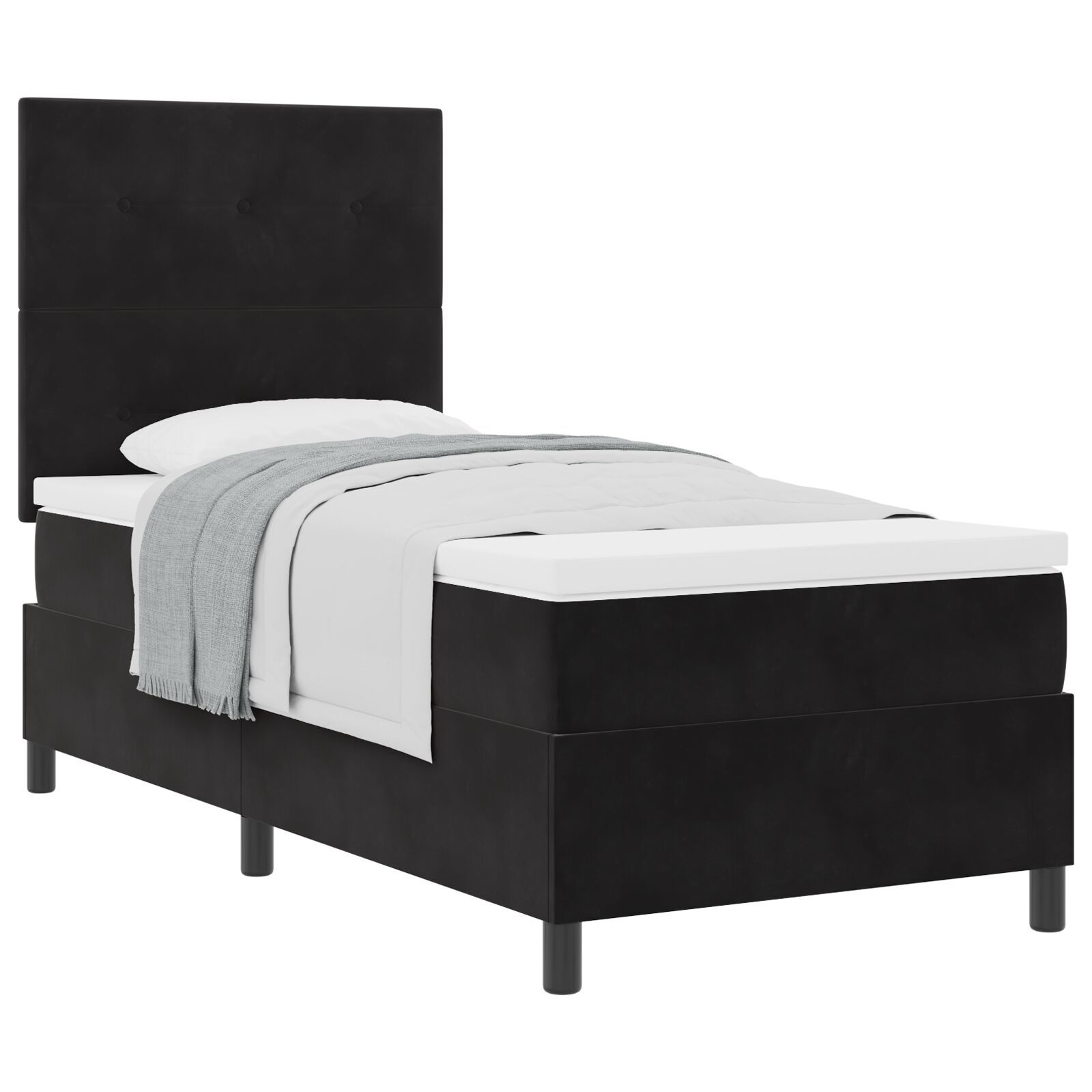 Pat cu saltea Box Spring vidaXL Negru 90x200 cm Catifea Pat cu saltea Box Spring vidaXL Negru 90x200 cm Catifea