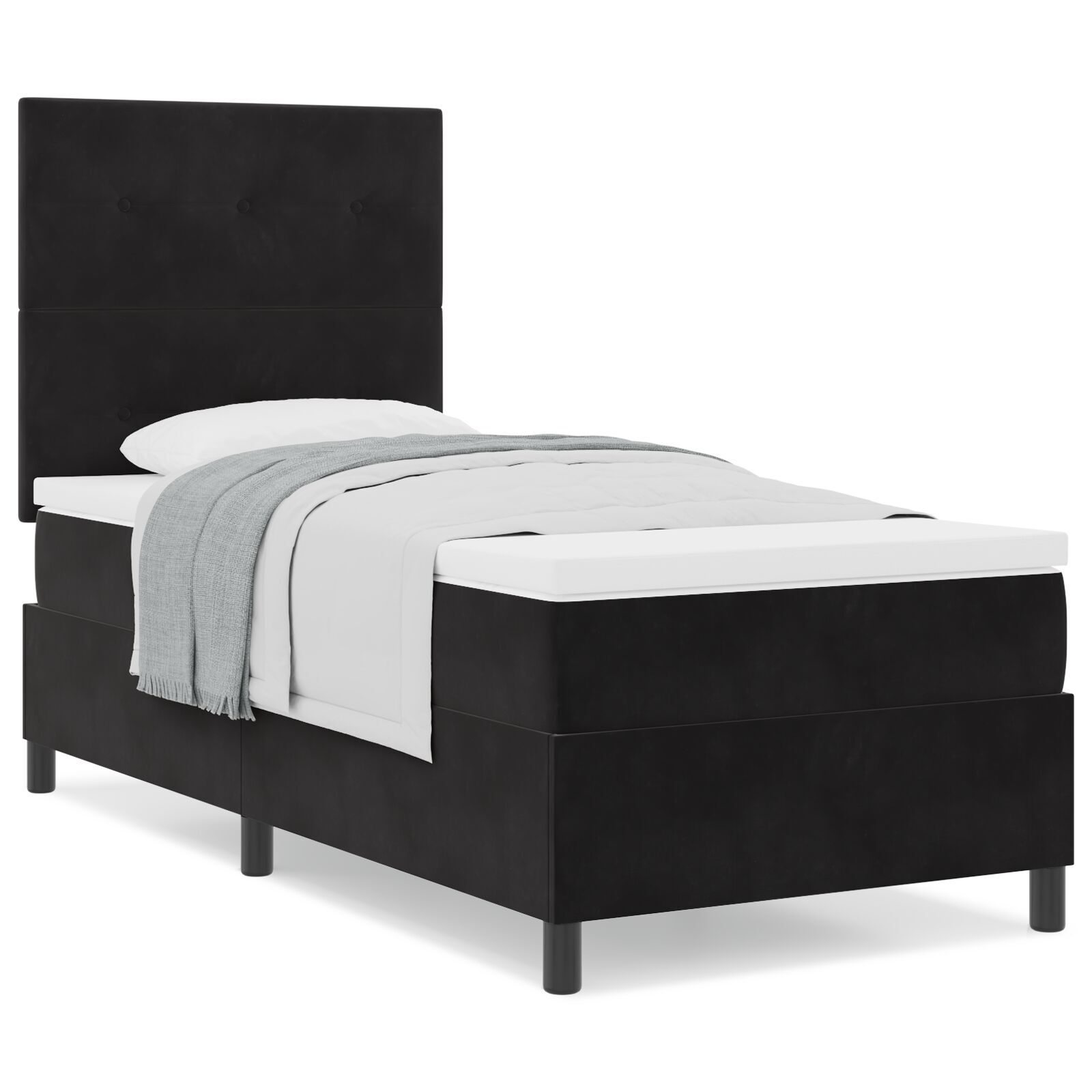 Pat cu saltea Box Spring vidaXL Negru 90x200 cm Catifea Pat cu saltea Box Spring vidaXL Negru 90x200 cm Catifea