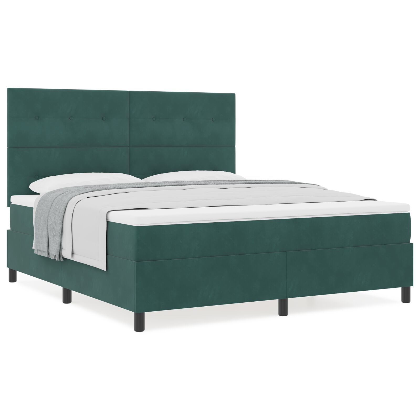 vidaXL Pat cu arcuri cu saltea Verde închis 180 x 200 cm Catifea vidaXL Pat cu arcuri cu saltea Verde închis 180 x 200 cm Catifea