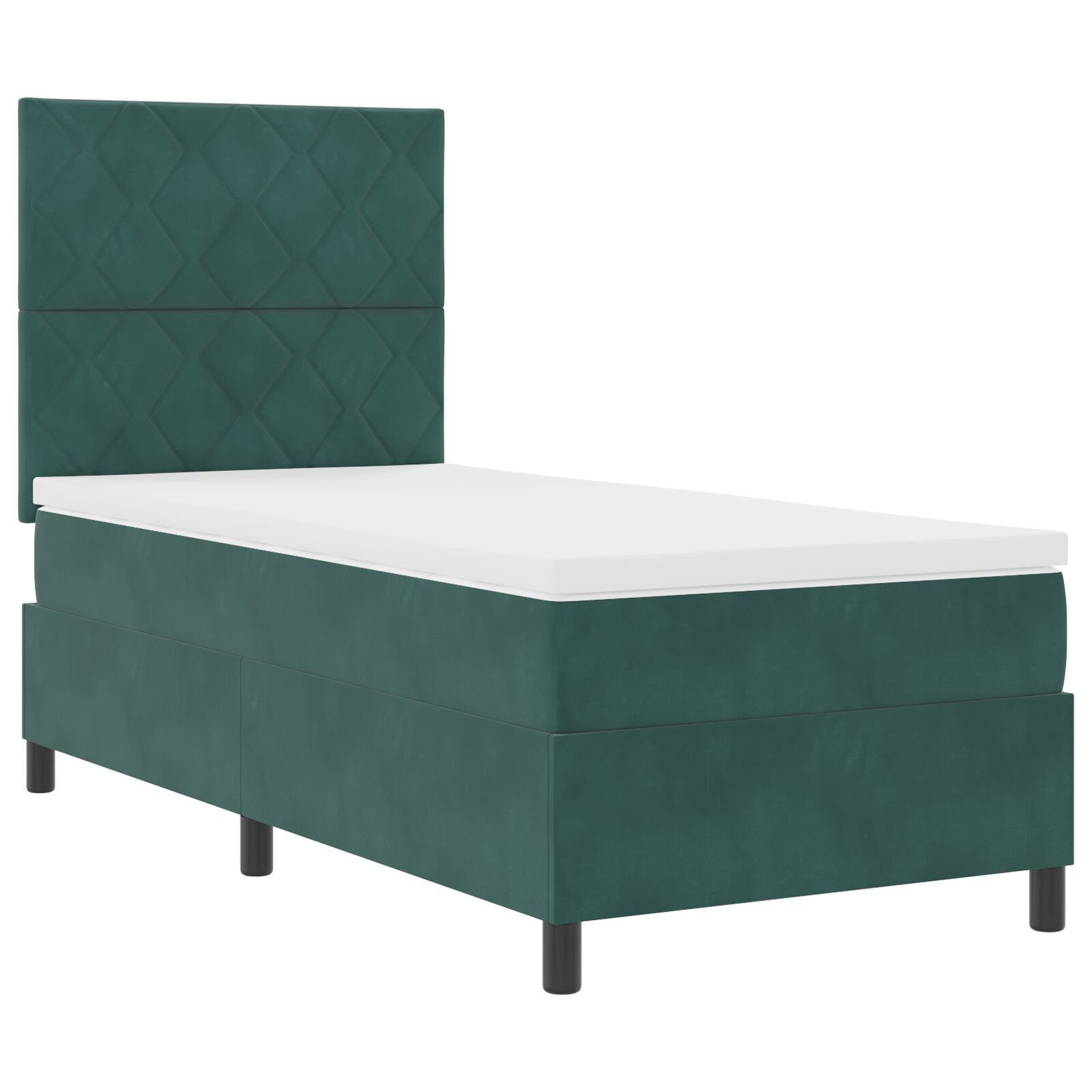 Pat cu arcuri vidaXL și saltea Verde închis 100x200 cm din catifea Pat cu arcuri vidaXL și saltea Verde închis 100x200 cm din catifea
