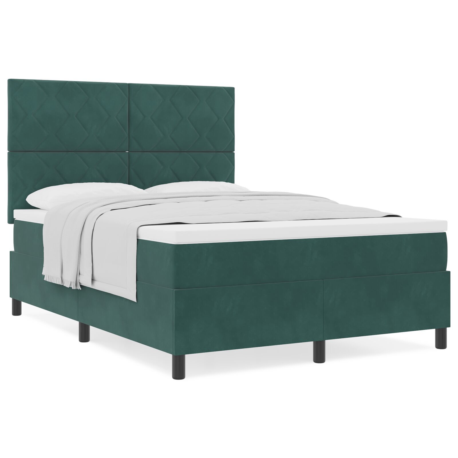 vidaXL Pat cu arcuri cu saltea Verde închis 140 x 190 cm Catifea vidaXL Pat cu arcuri cu saltea Verde închis 140 x 190 cm Catifea