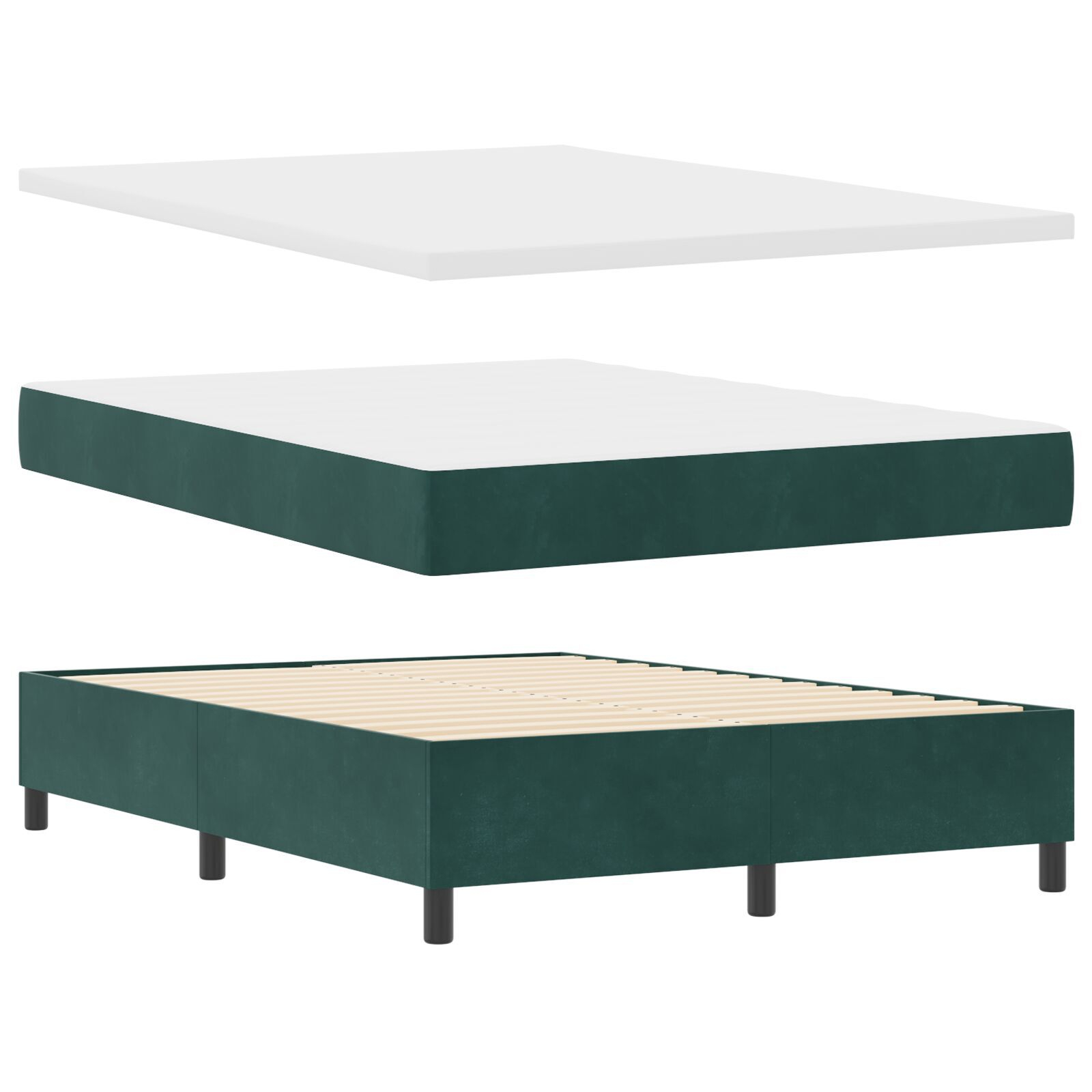 vidaXL Pat cu arcuri cu saltea Verde închis 140 x 190 cm Catifea vidaXL Pat cu arcuri cu saltea Verde închis 140 x 190 cm Catifea