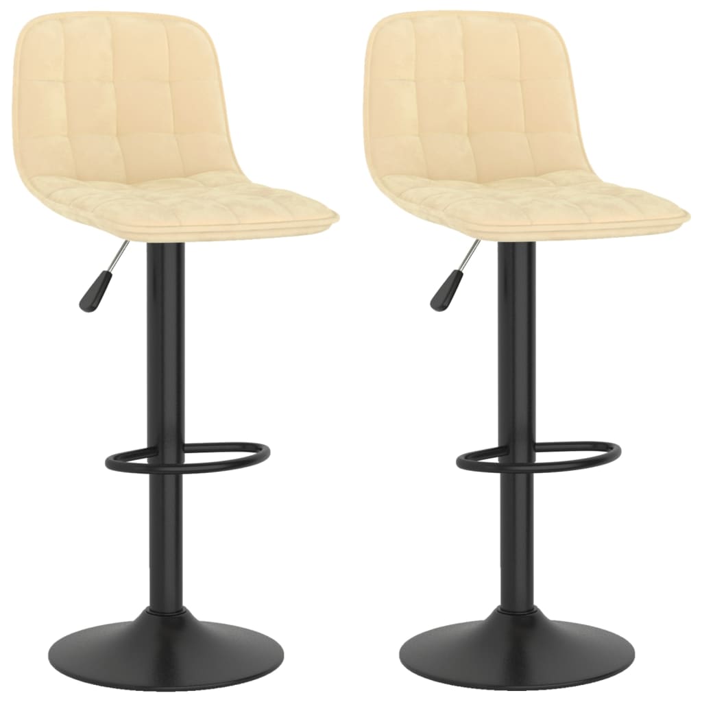 vidaXL Scaune de bar, 2 buc., crem, catifea vidaXL Scaune de bar, 2 buc., crem, catifea