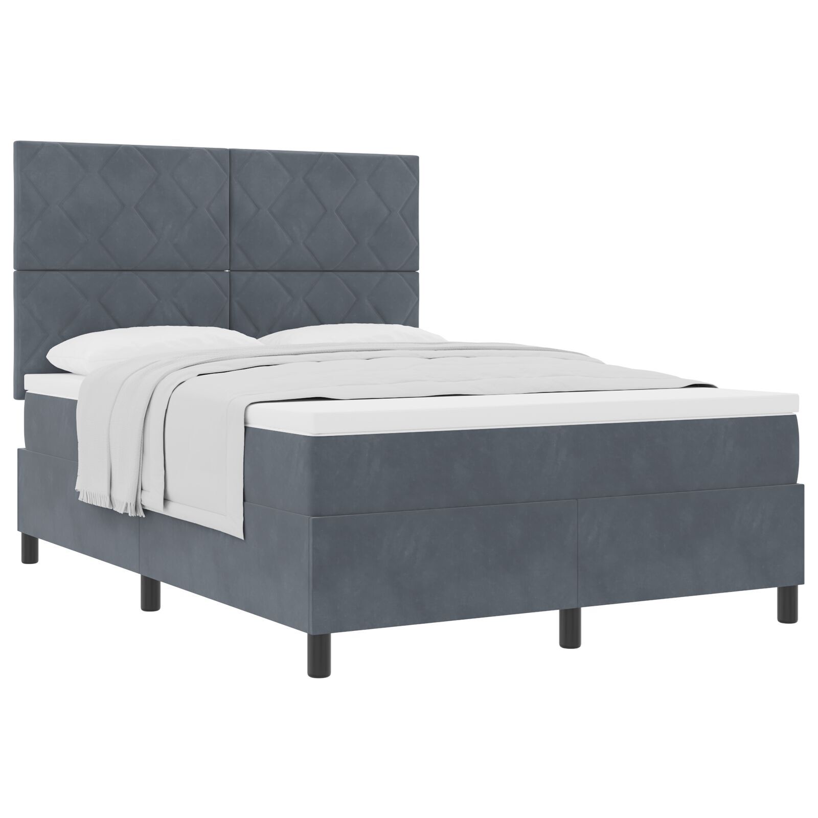 Pat cu saltea vidaXL Grey închis 140x200 cm Catifea Pat cu saltea vidaXL Grey închis 140x200 cm Catifea