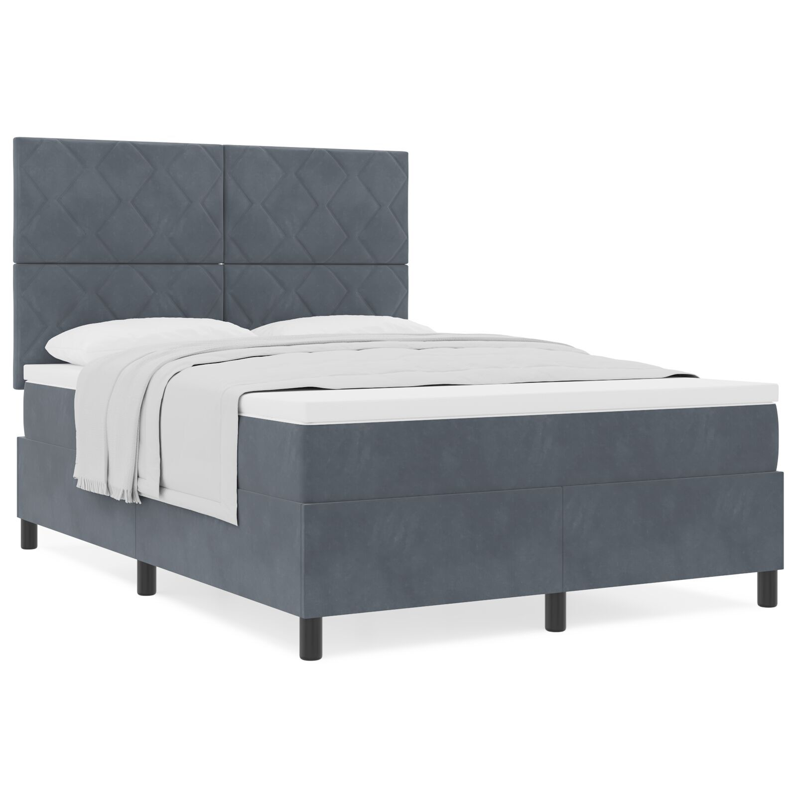 Pat cu saltea vidaXL Grey închis 140x200 cm Catifea Pat cu saltea vidaXL Grey închis 140x200 cm Catifea