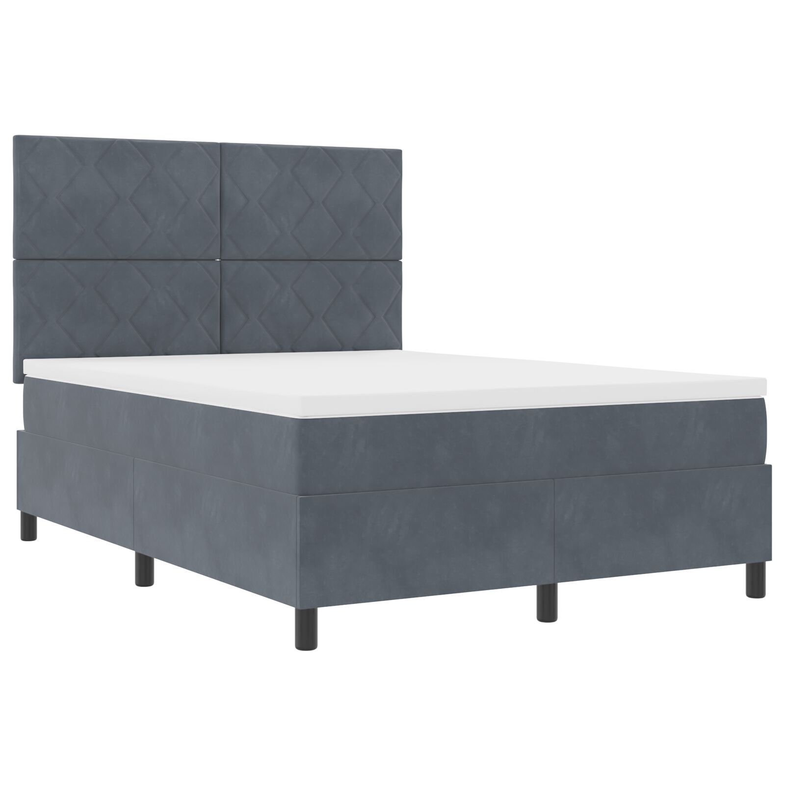 Pat cu saltea vidaXL Grey închis 140x200 cm Catifea Pat cu saltea vidaXL Grey închis 140x200 cm Catifea