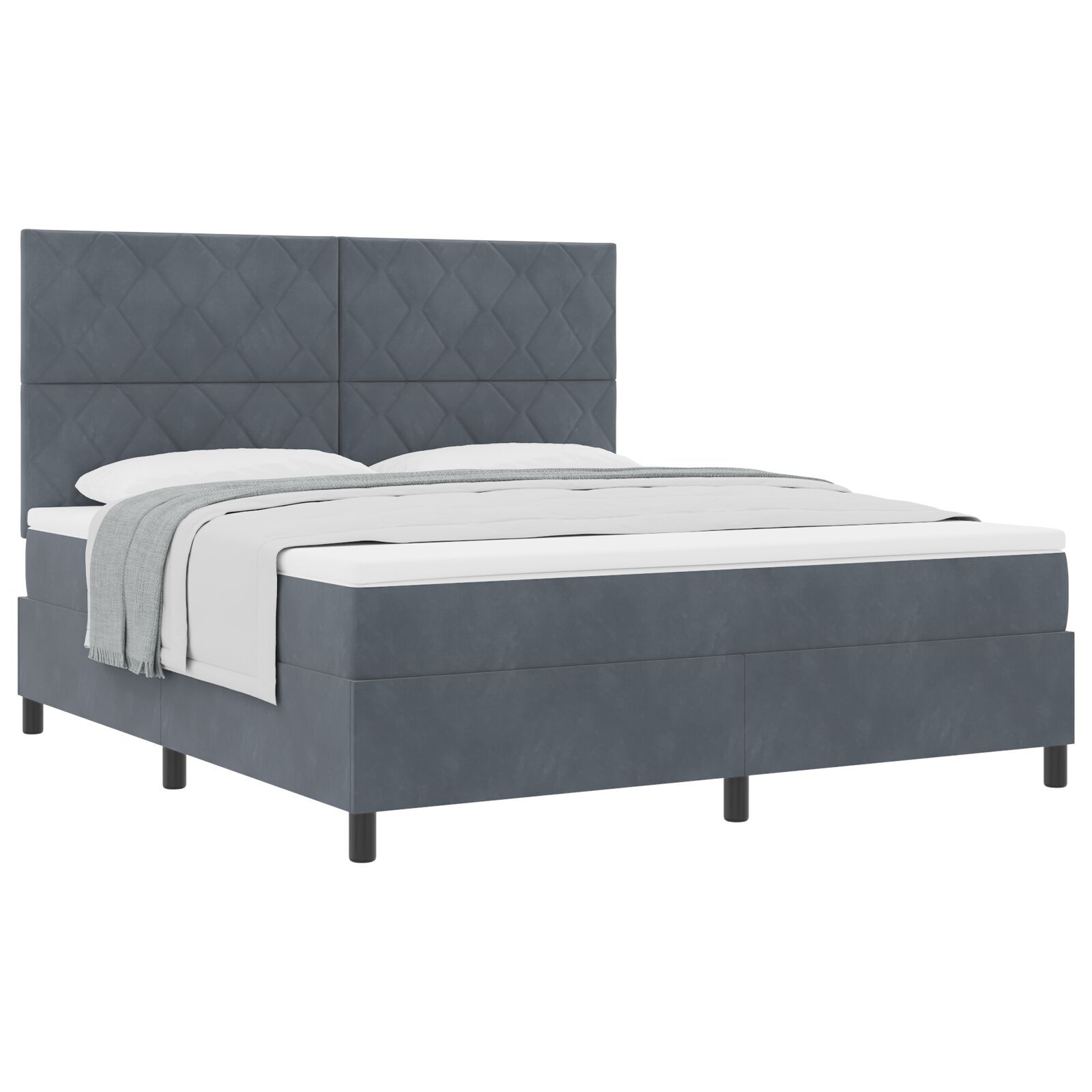 vidaXL Pat cu arcuri cu saltea Gri închis 180 x 200 cm Catifea vidaXL Pat cu arcuri cu saltea Gri închis 180 x 200 cm Catifea