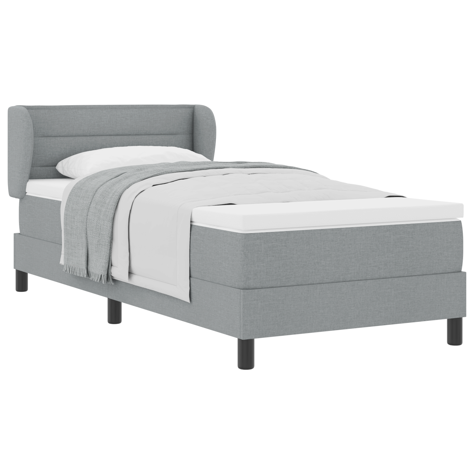 Pat cu arcuri box și saltea vidaXL Gri deschis 80x200 cm Fabricat Pat cu arcuri box și saltea vidaXL Gri deschis 80x200 cm Fabricat