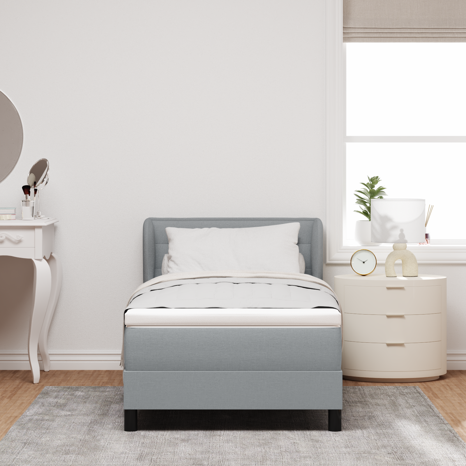 Pat cu arcuri box și saltea vidaXL Gri deschis 80x200 cm Fabricat Pat cu arcuri box și saltea vidaXL Gri deschis 80x200 cm Fabricat