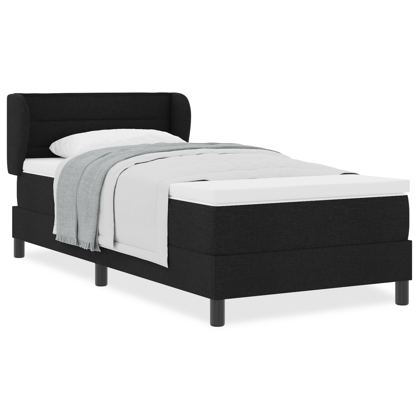 Pat Box Spring vidaXL cu saltea Negru 90x200 cm Fabric Pat Box Spring vidaXL cu saltea Negru 90x200 cm Fabric