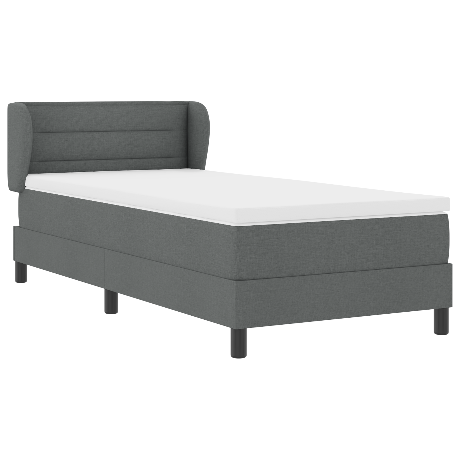 Pat Box Spring vidaXL cu Saltea Gri Închis 100x200 cm Fabric Pat Box Spring vidaXL cu Saltea Gri Închis 100x200 cm Fabric
