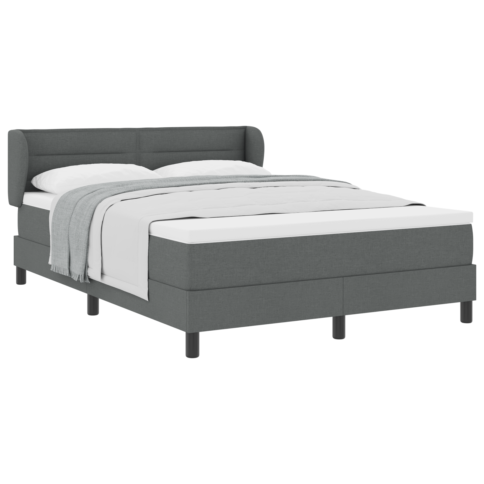 Pat cu arcuri vidaXL cu saltea gri închis 160x200 cm țesătură Pat cu arcuri vidaXL cu saltea gri închis 160x200 cm țesătură